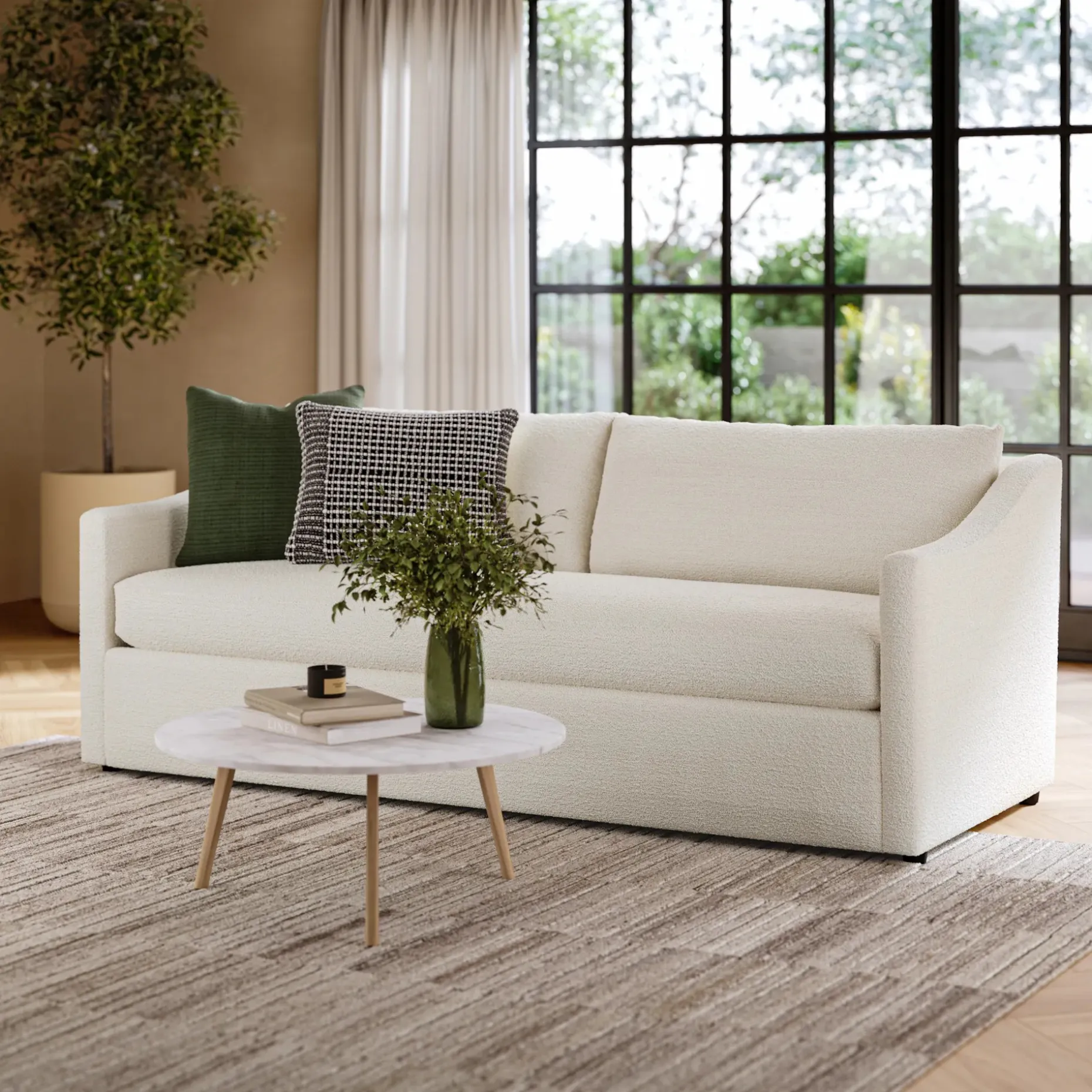 Landry 84.5" Sofa - Ivory Wool Bouclé
