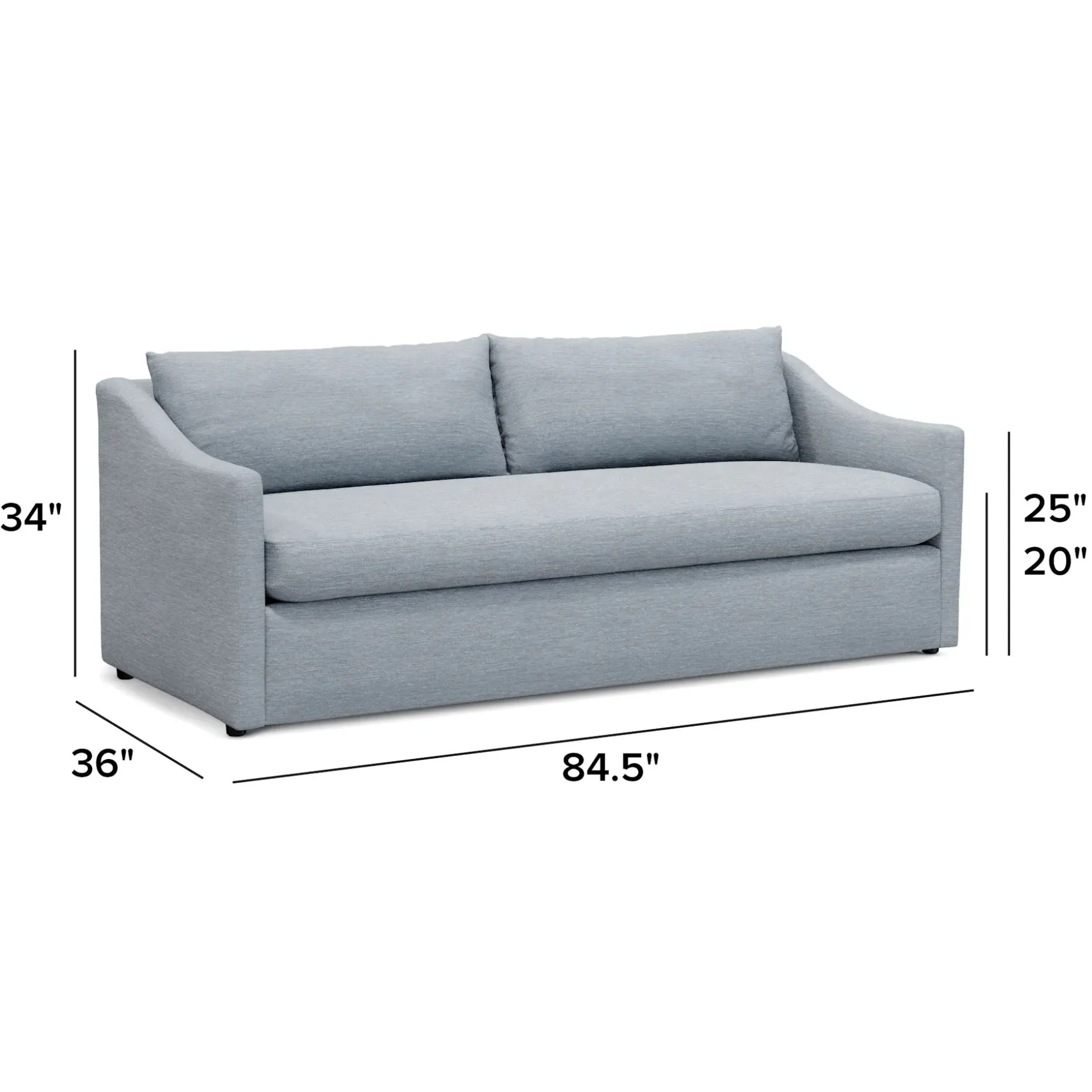 Landry 84.5" Sofa - Silver Light Blue