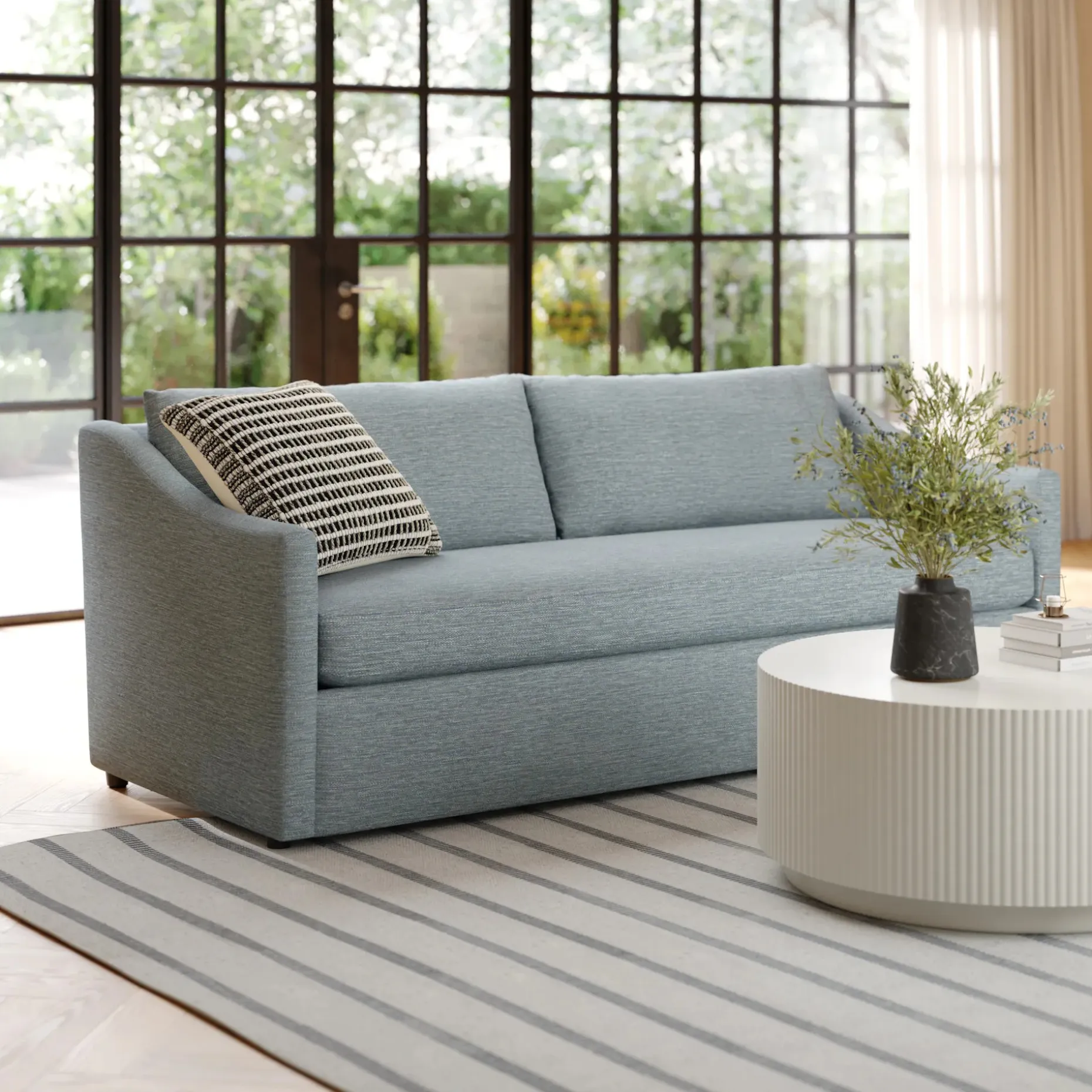 Landry 84.5" Sofa - Silver Light Blue