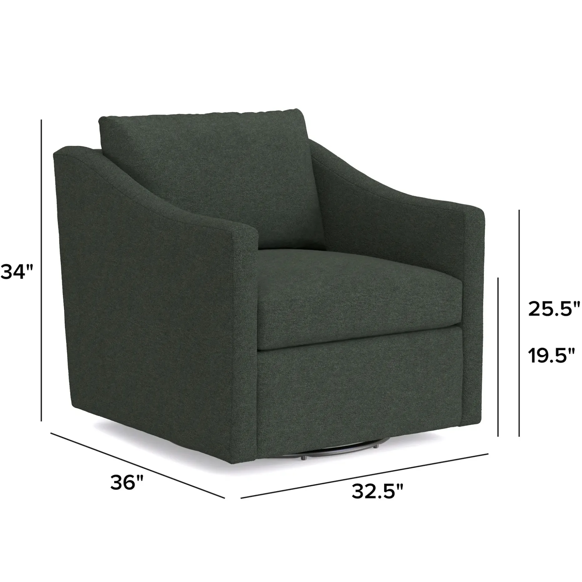 Landry 32.25" Swivel Lounge Chair - Green Wool Bouclé