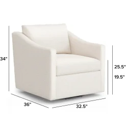 Landry 32.25" Swivel Lounge Chair - Ivory Wool Bouclé