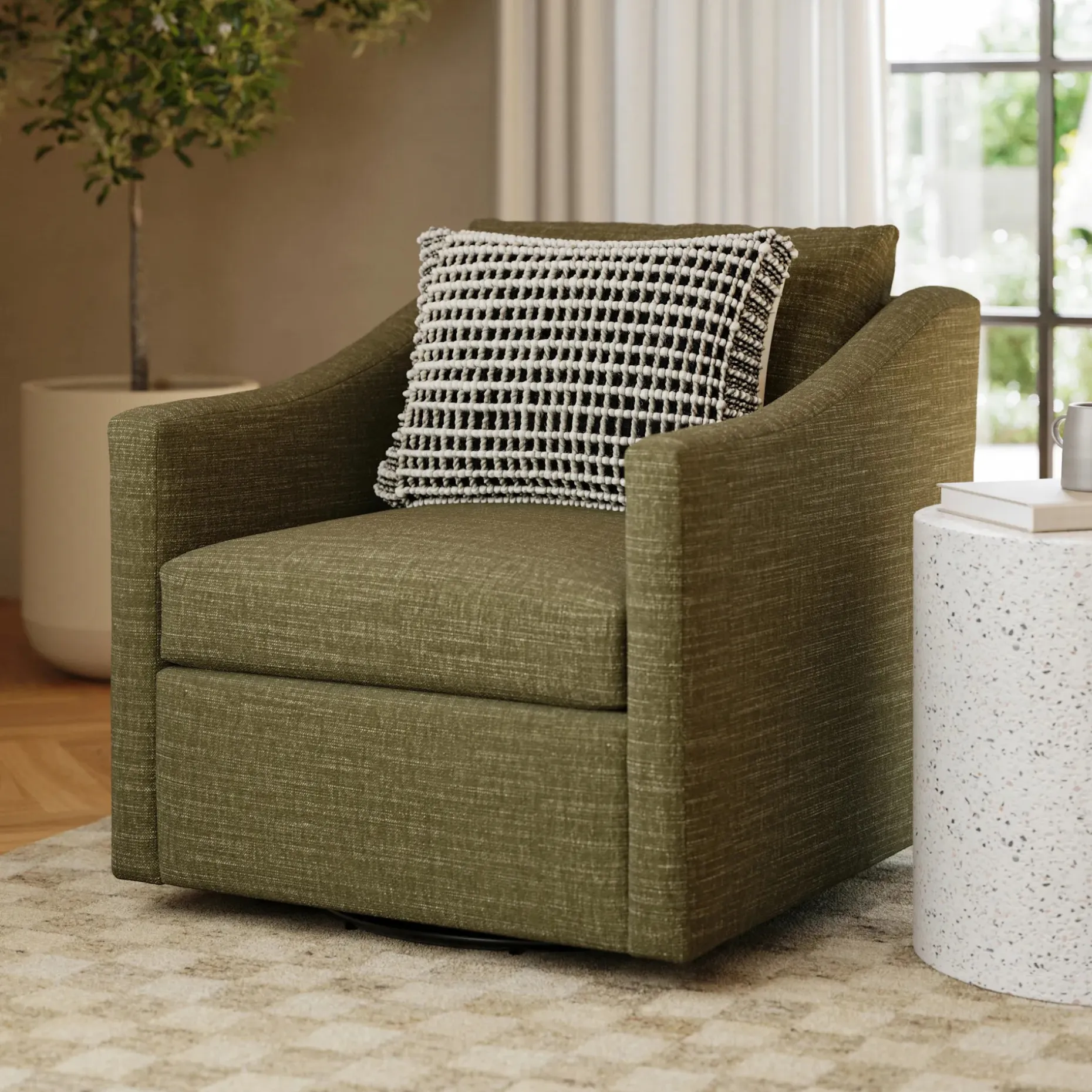 Landry 32.25" Swivel Lounge Chair - Napa Moss