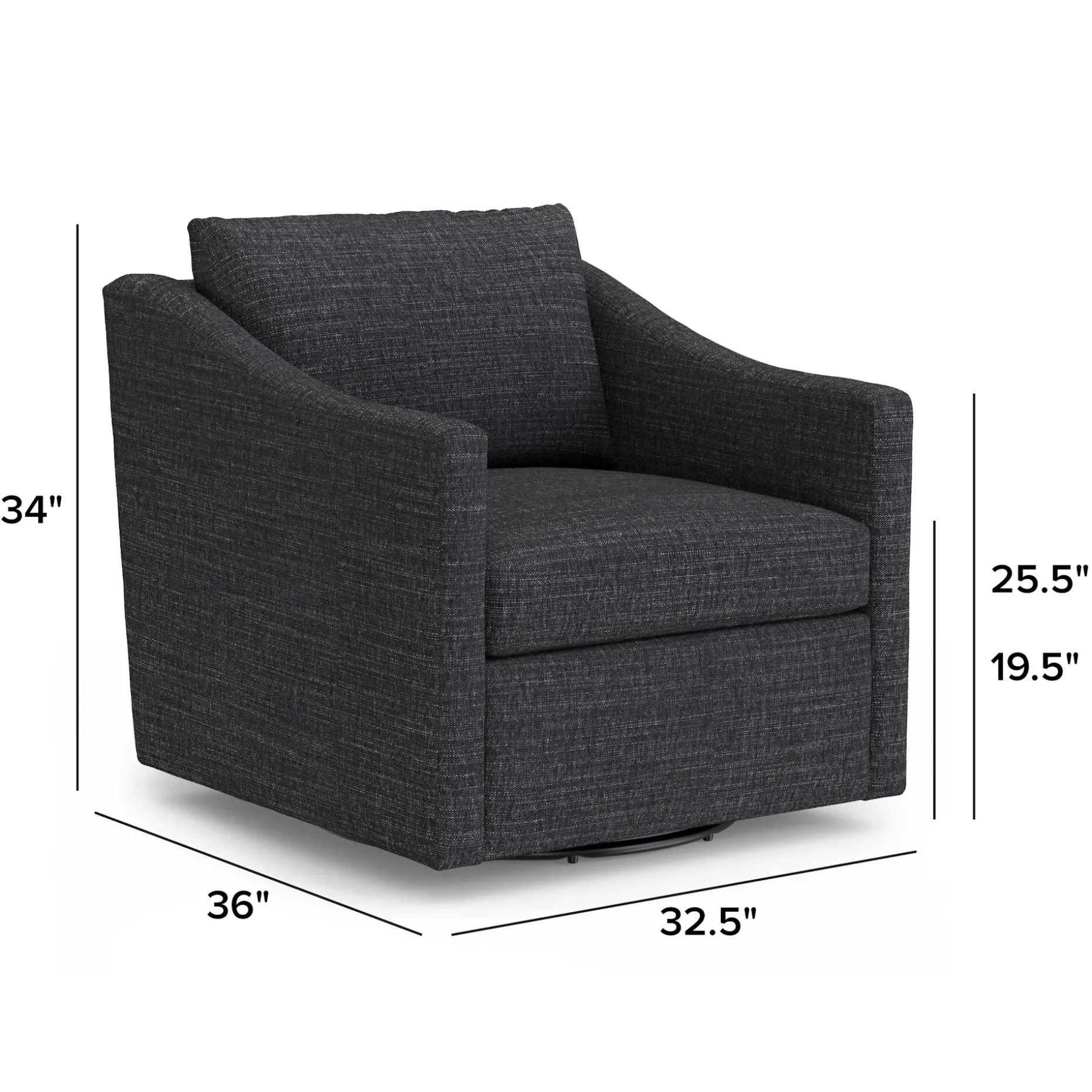Landry 32.25" Swivel Lounge Chair - Napa Charcoal