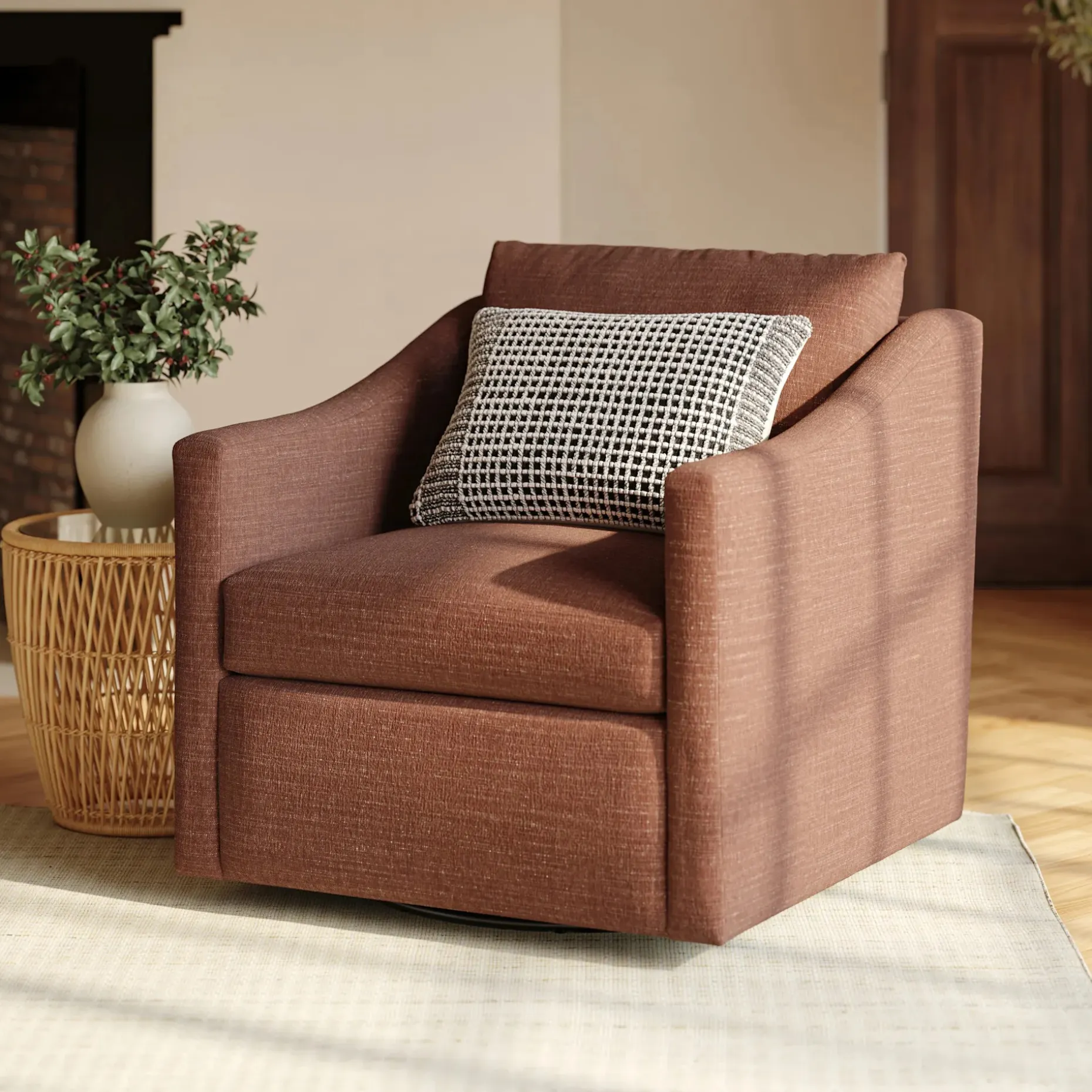 Landry 32.25" Swivel Lounge Chair - Napa Rust