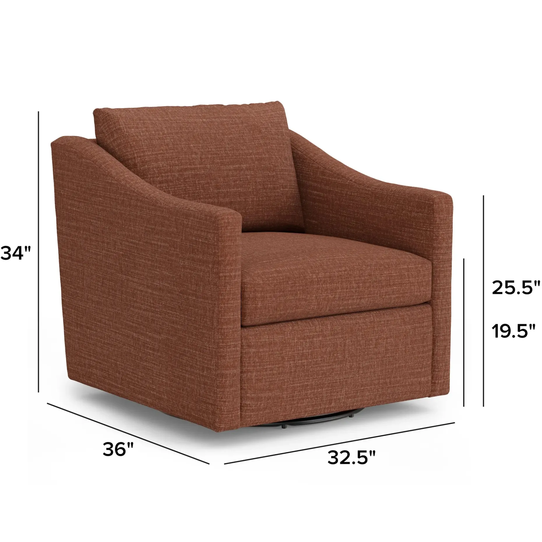 Landry 32.25" Swivel Lounge Chair - Napa Rust