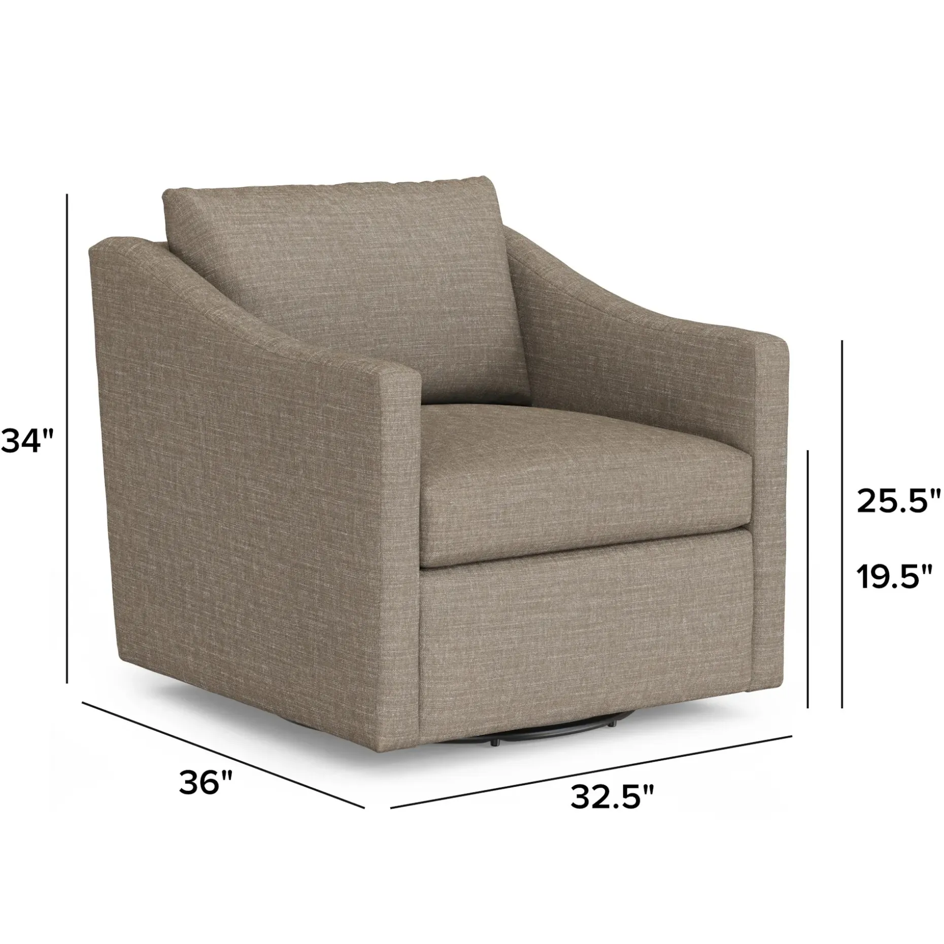 Landry 32.25" Swivel Lounge Chair - Napa Taupe