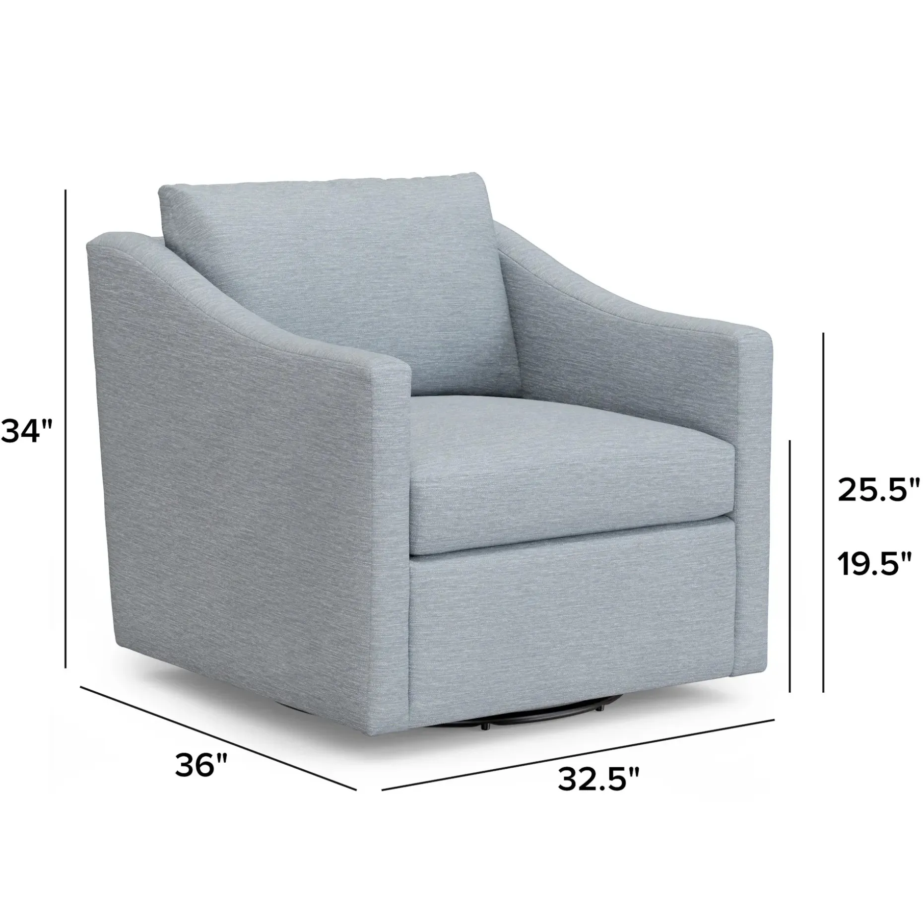 Landry 32.25" Swivel Lounge Chair - Silver Light Blue