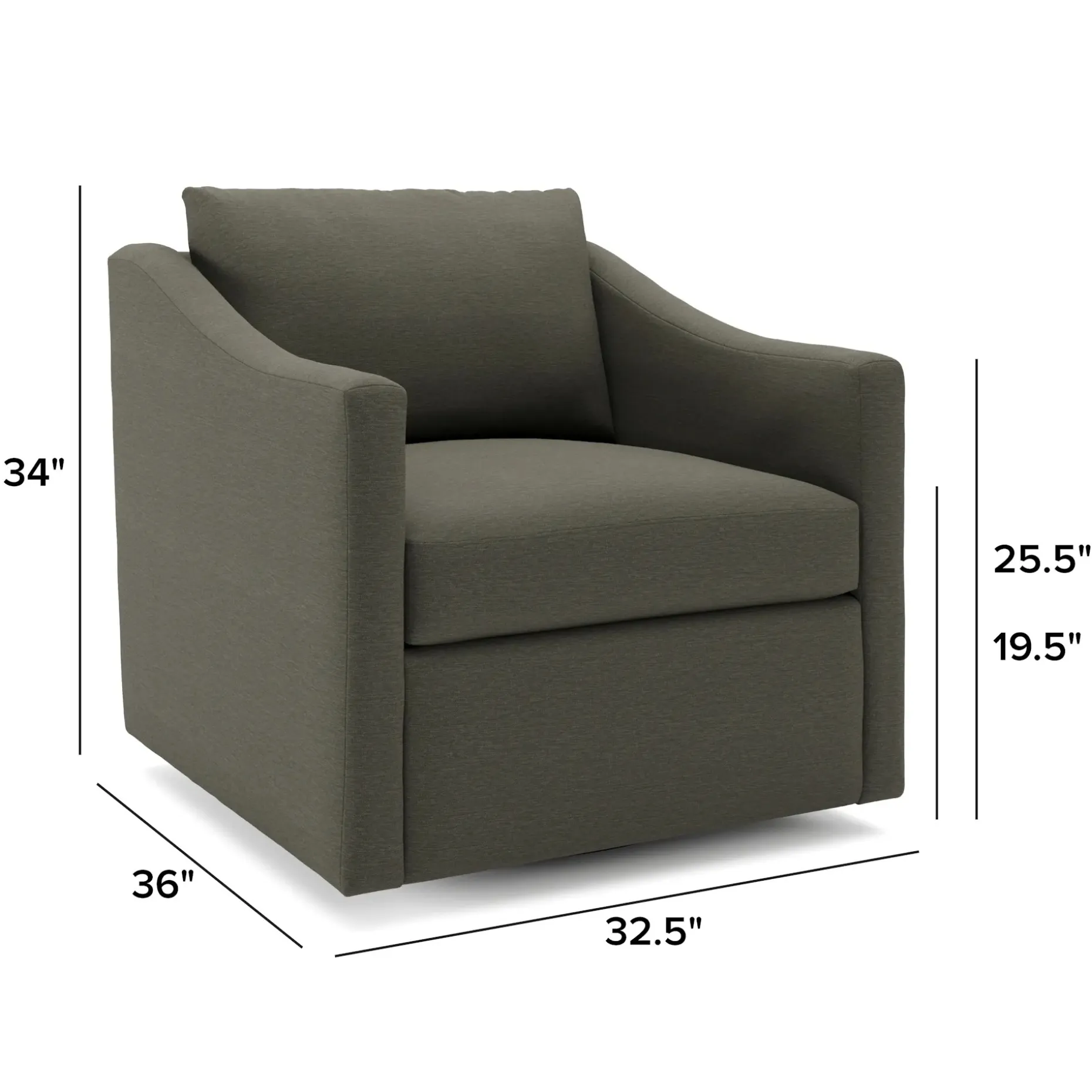 Landry 32.25" Swivel Lounge Chair - Silver Moss