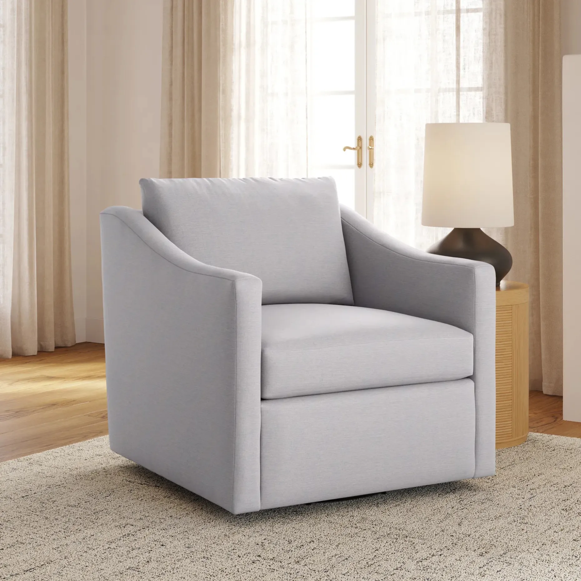 Landry 32.25" Swivel Lounge Chair - Silver Ivory