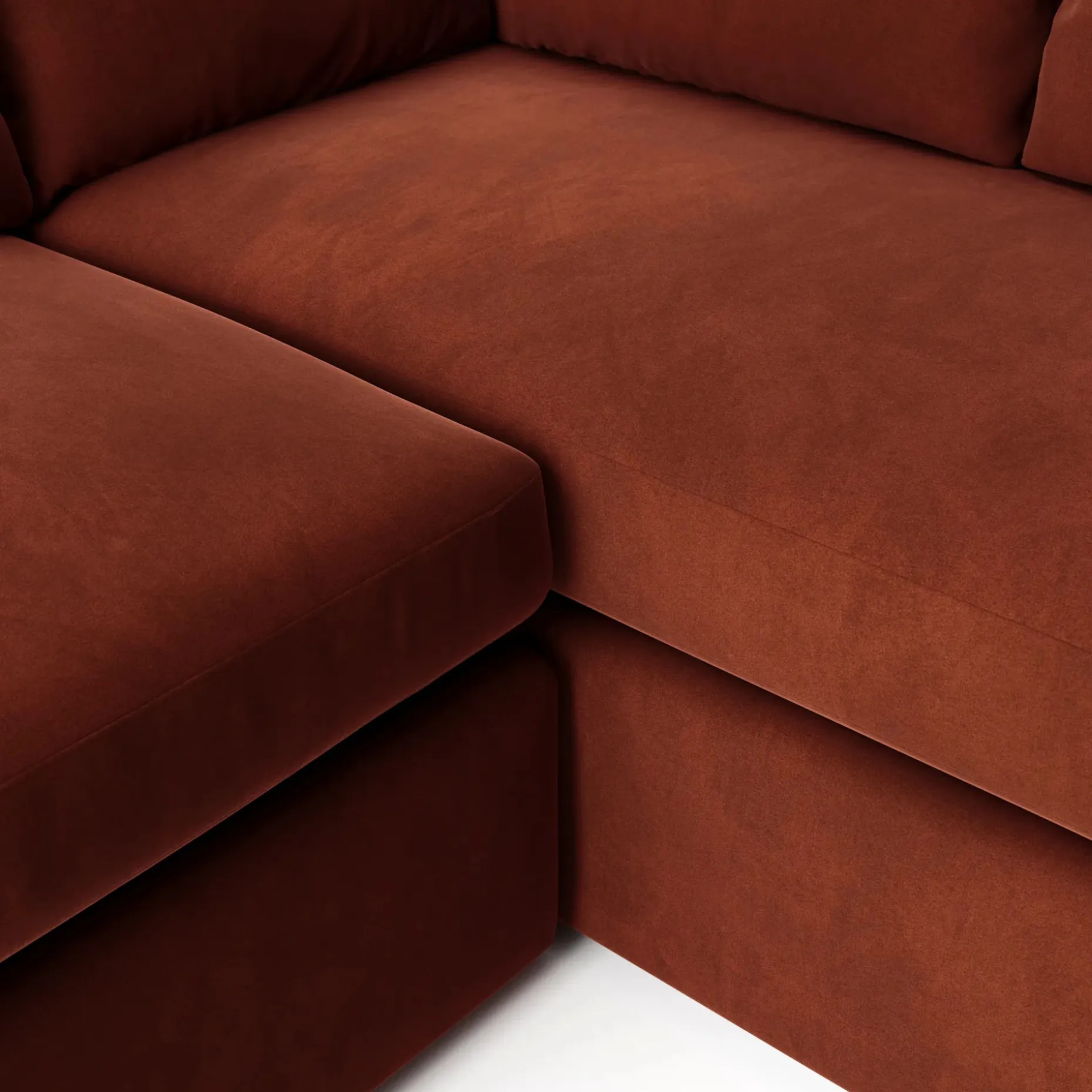 Landry 91" Velvet Corner Sectional - Hale Rust