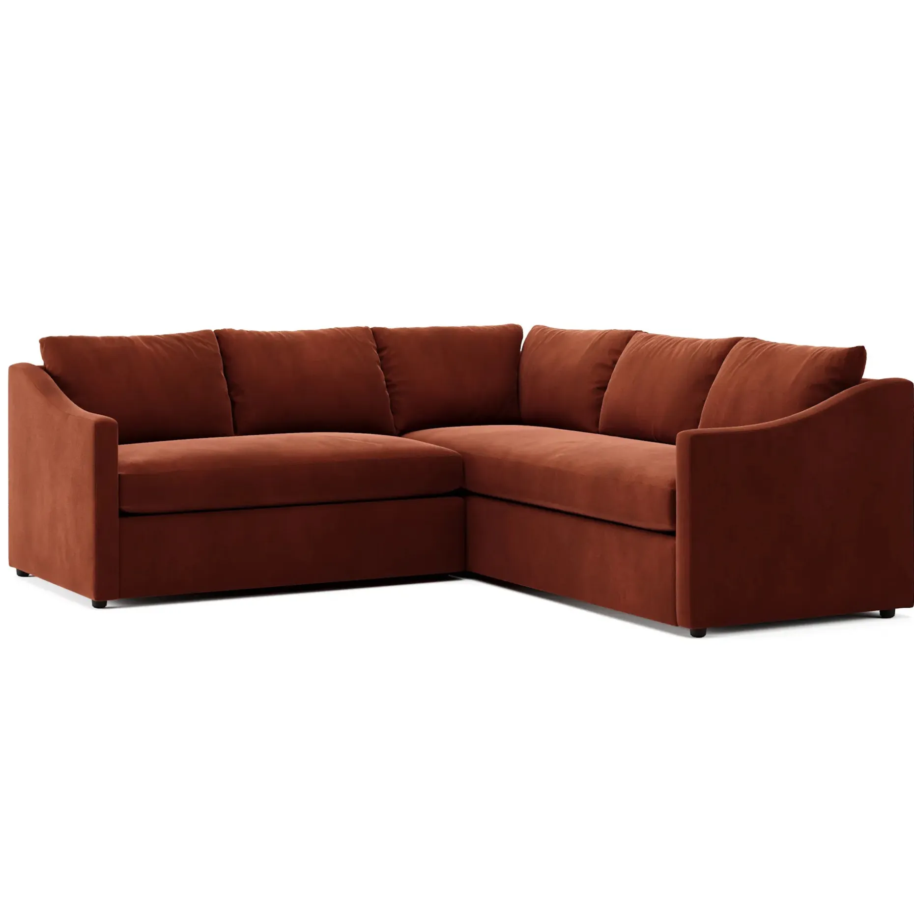 Landry 91" Velvet Corner Sectional - Hale Rust