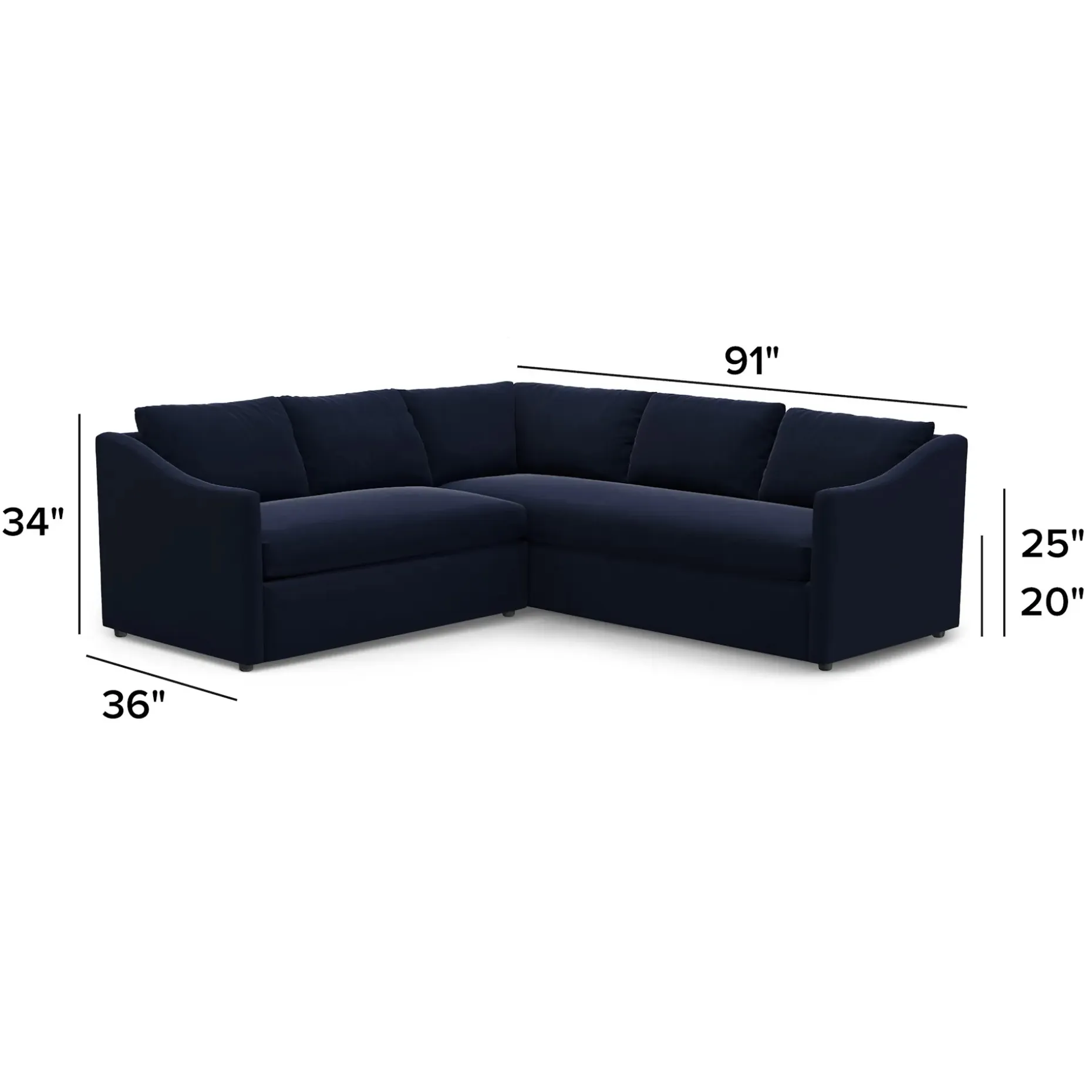 Landry 91" Velvet Corner Sectional - Hale Ink