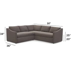 Landry 91" Velvet Corner Sectional - Hale Warm Gray