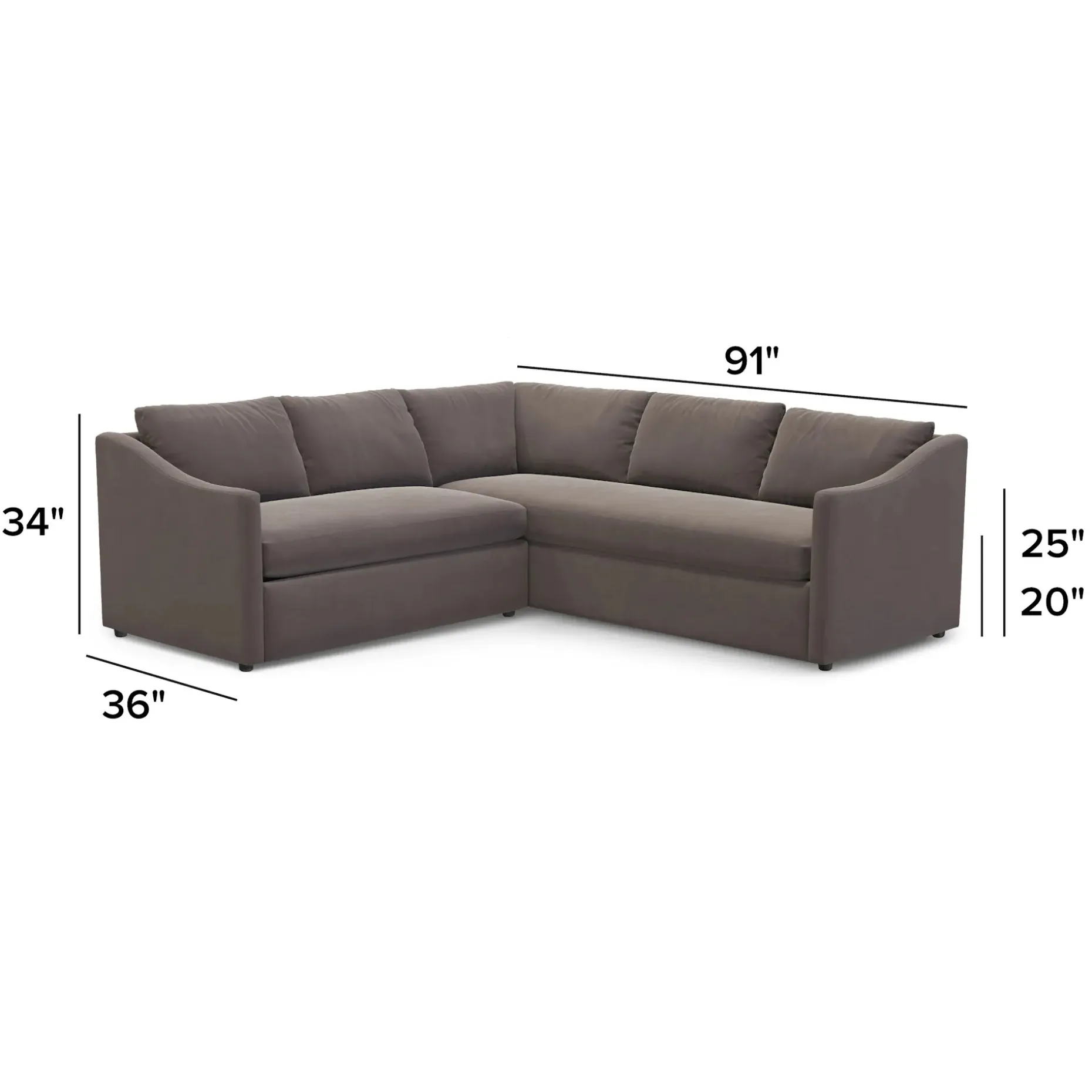 Landry 91" Velvet Corner Sectional - Hale Warm Gray