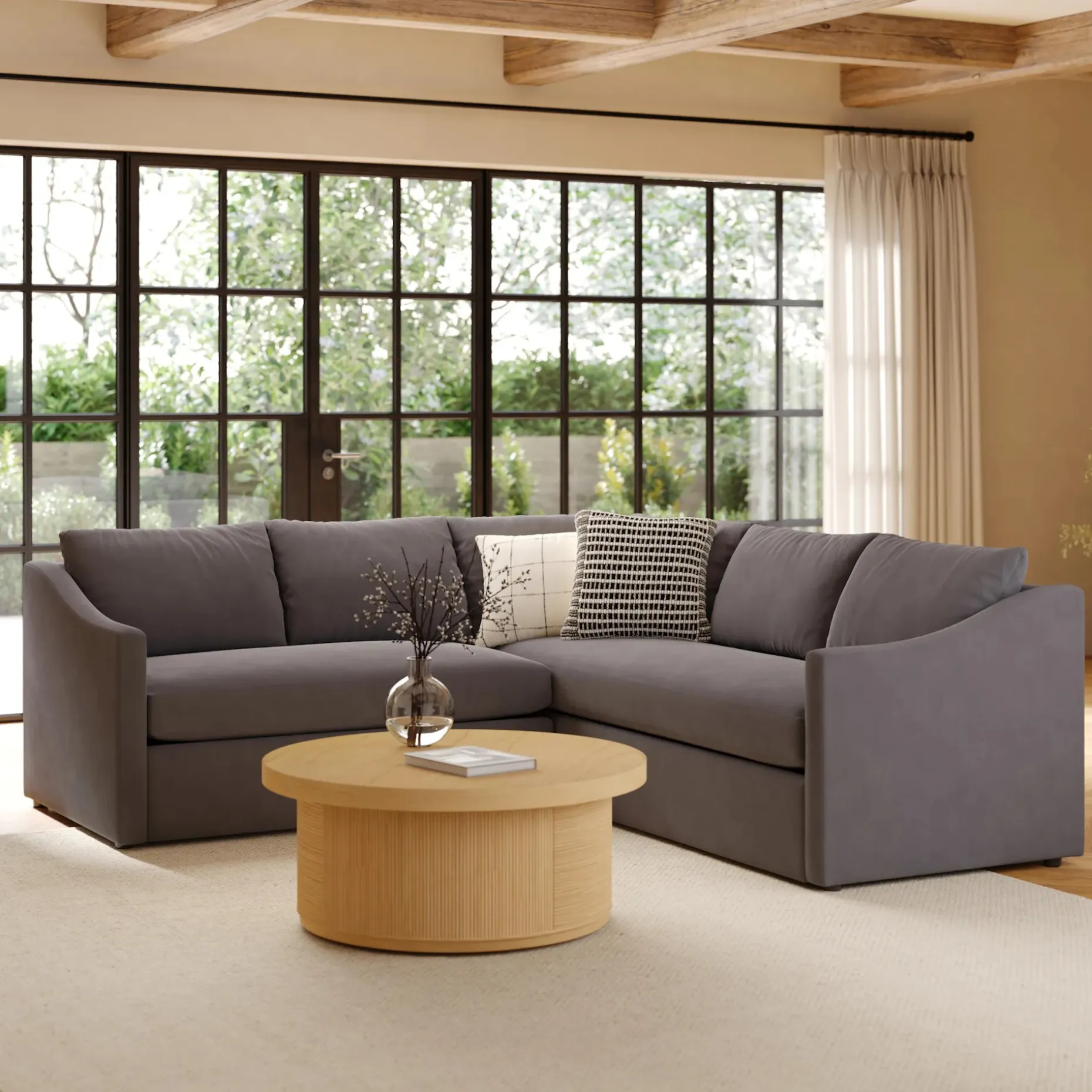 Landry 91" Velvet Corner Sectional - Hale Warm Gray