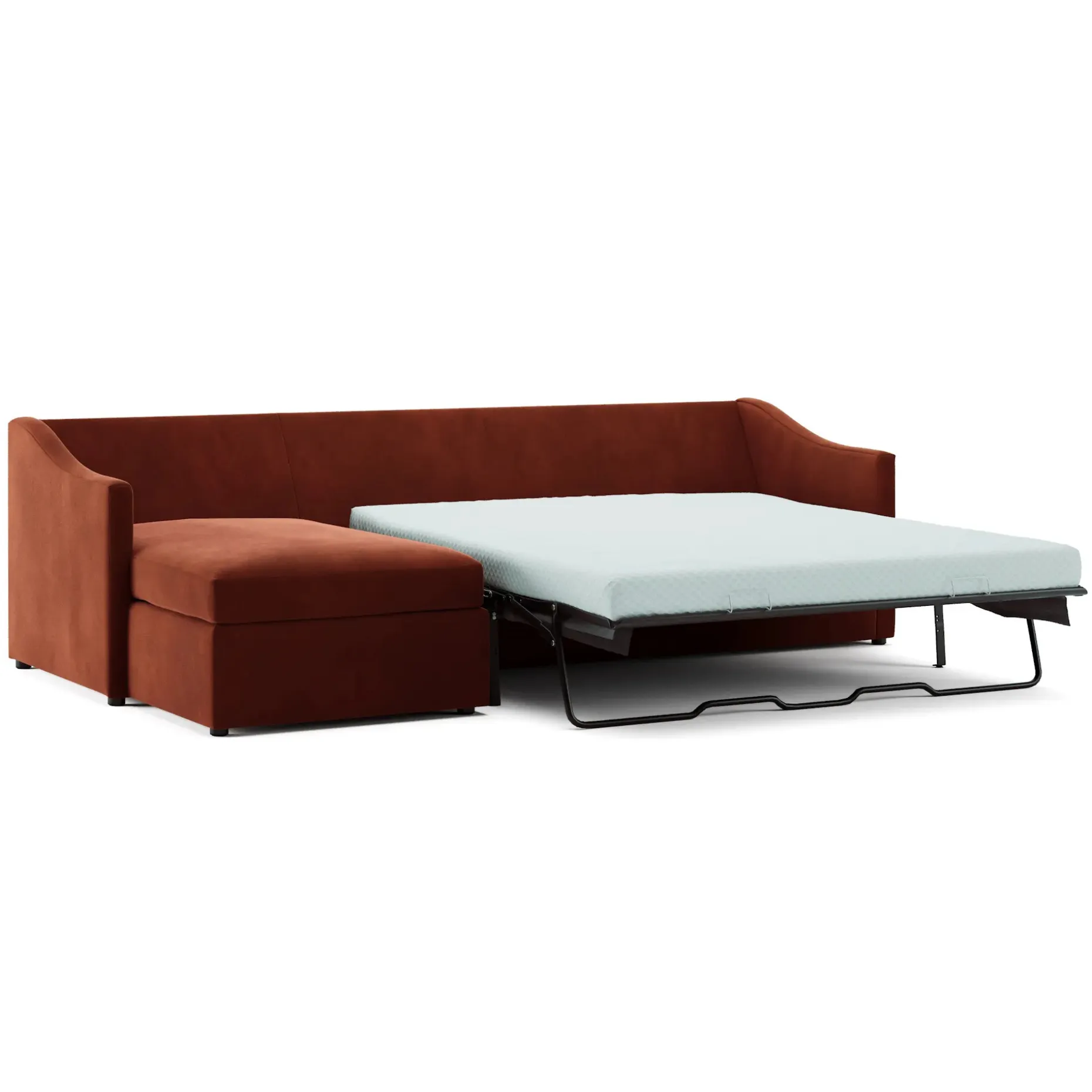 Landry 109" Velvet Left Storage Sleeper Sectional - Hale Rust