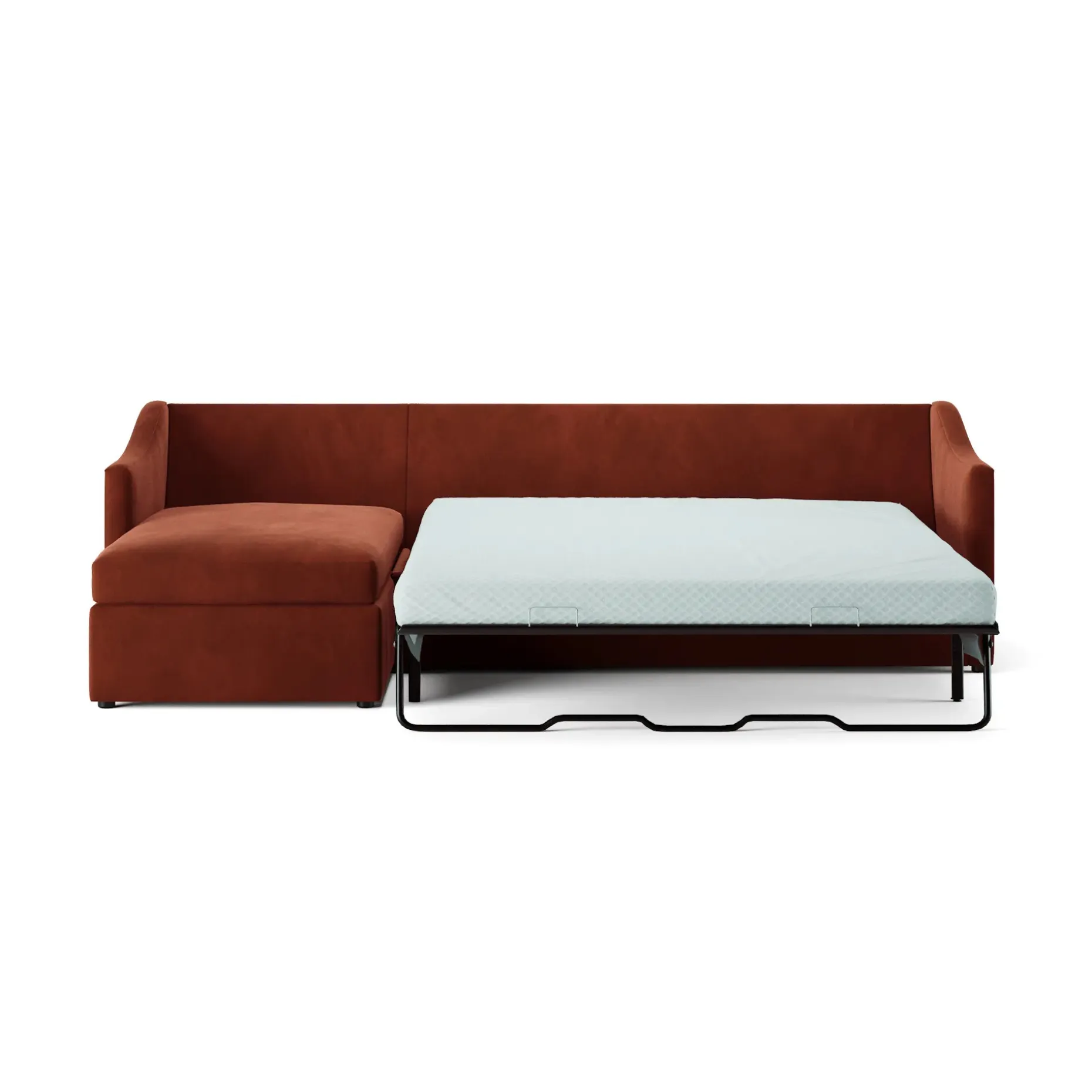 Landry 109" Velvet Left Storage Sleeper Sectional - Hale Rust