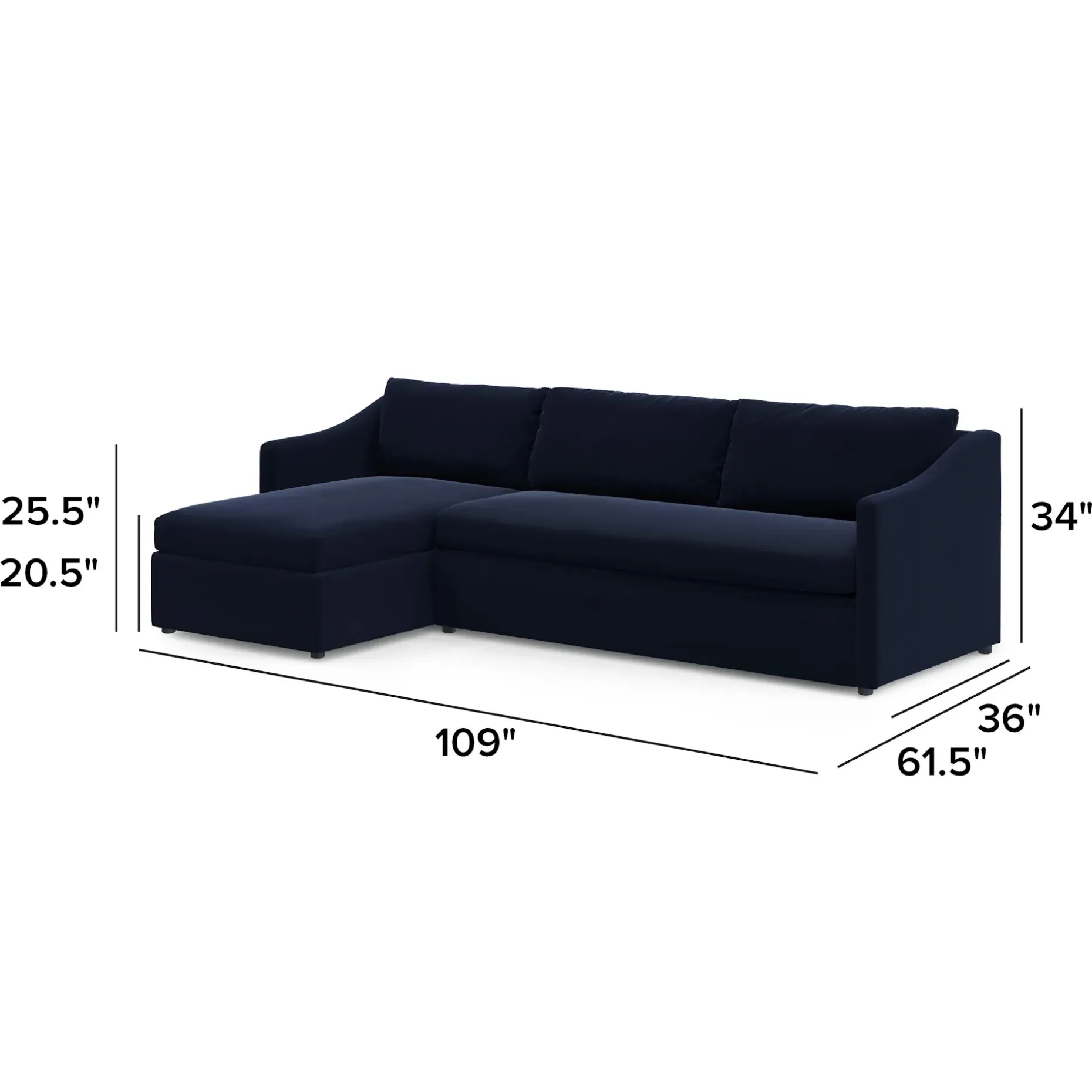 Landry 109" Velvet Left Storage Sleeper Sectional - Hale Ink