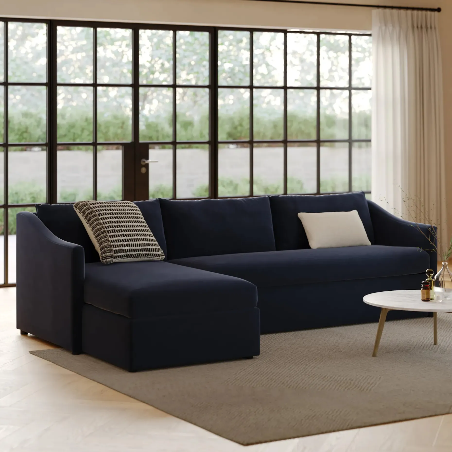Landry 109" Velvet Left Storage Sleeper Sectional - Hale Ink