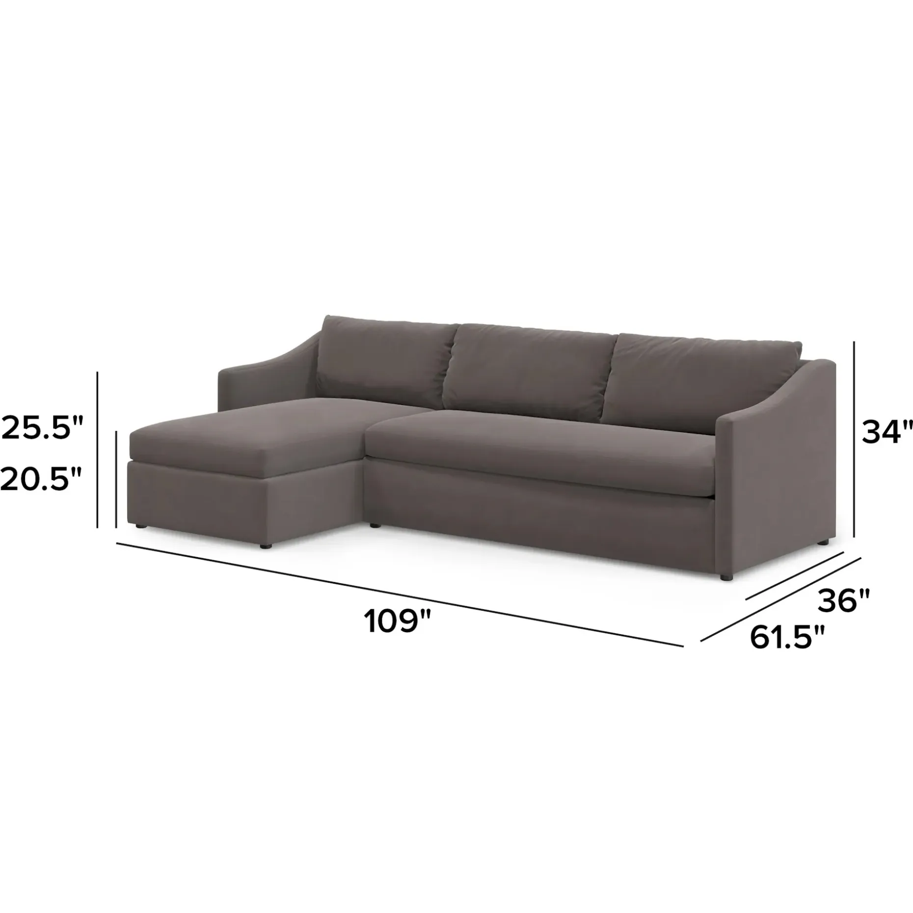 Landry 109" Velvet Left Storage Sleeper Sectional - Hale Warm Gray