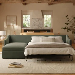 Landry 109" Velvet Left Storage Sleeper Sectional - Hale Fir Green