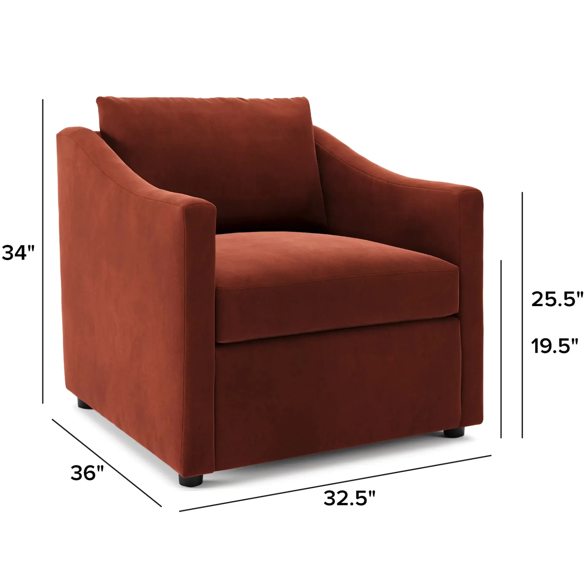 Landry 32.25" Velvet Lounge Chair - Hale Rust