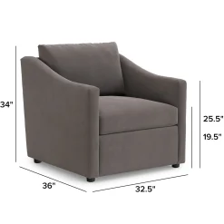 Landry 32.25" Velvet Lounge Chair - Hale Warm Gray