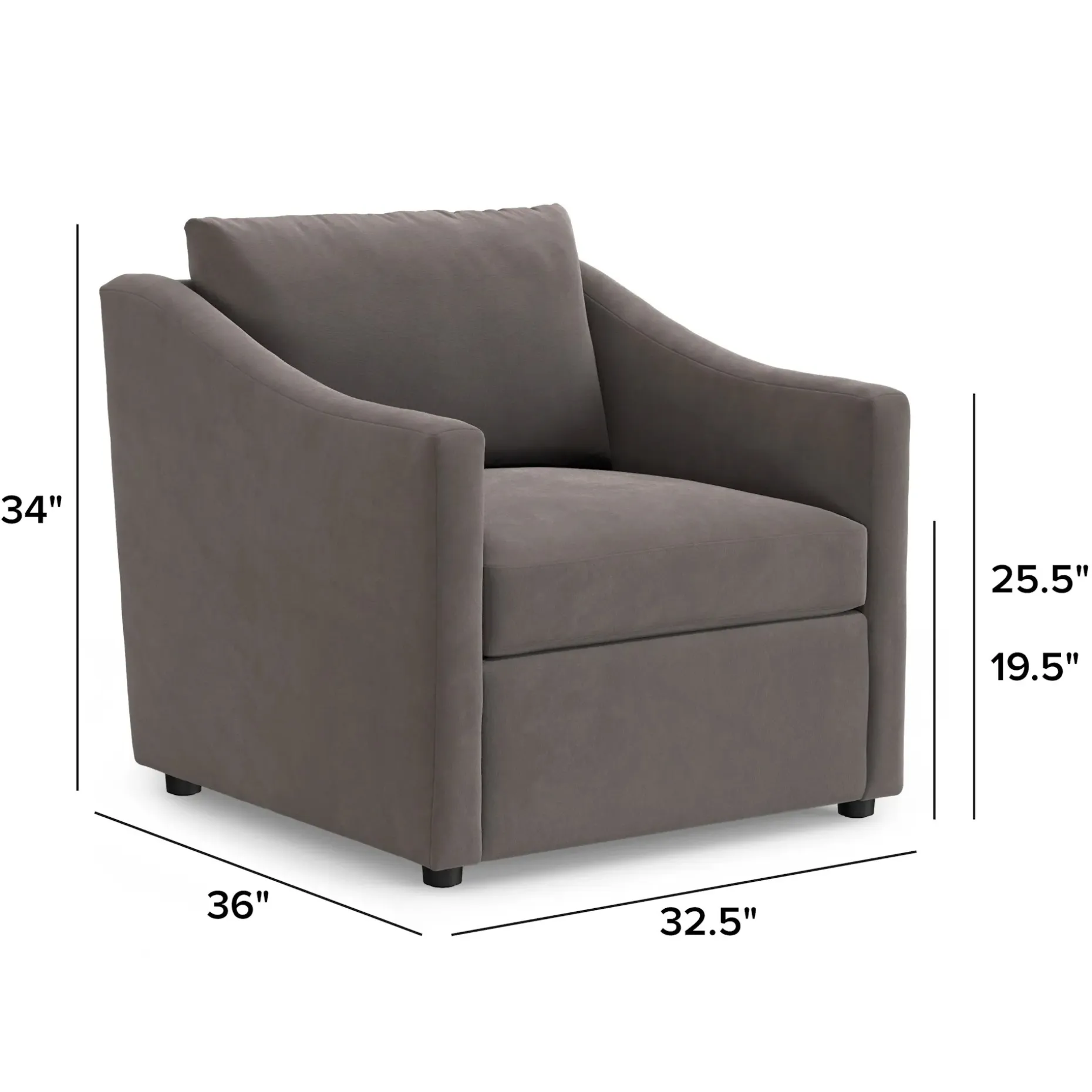 Landry 32.25" Velvet Lounge Chair - Hale Warm Gray