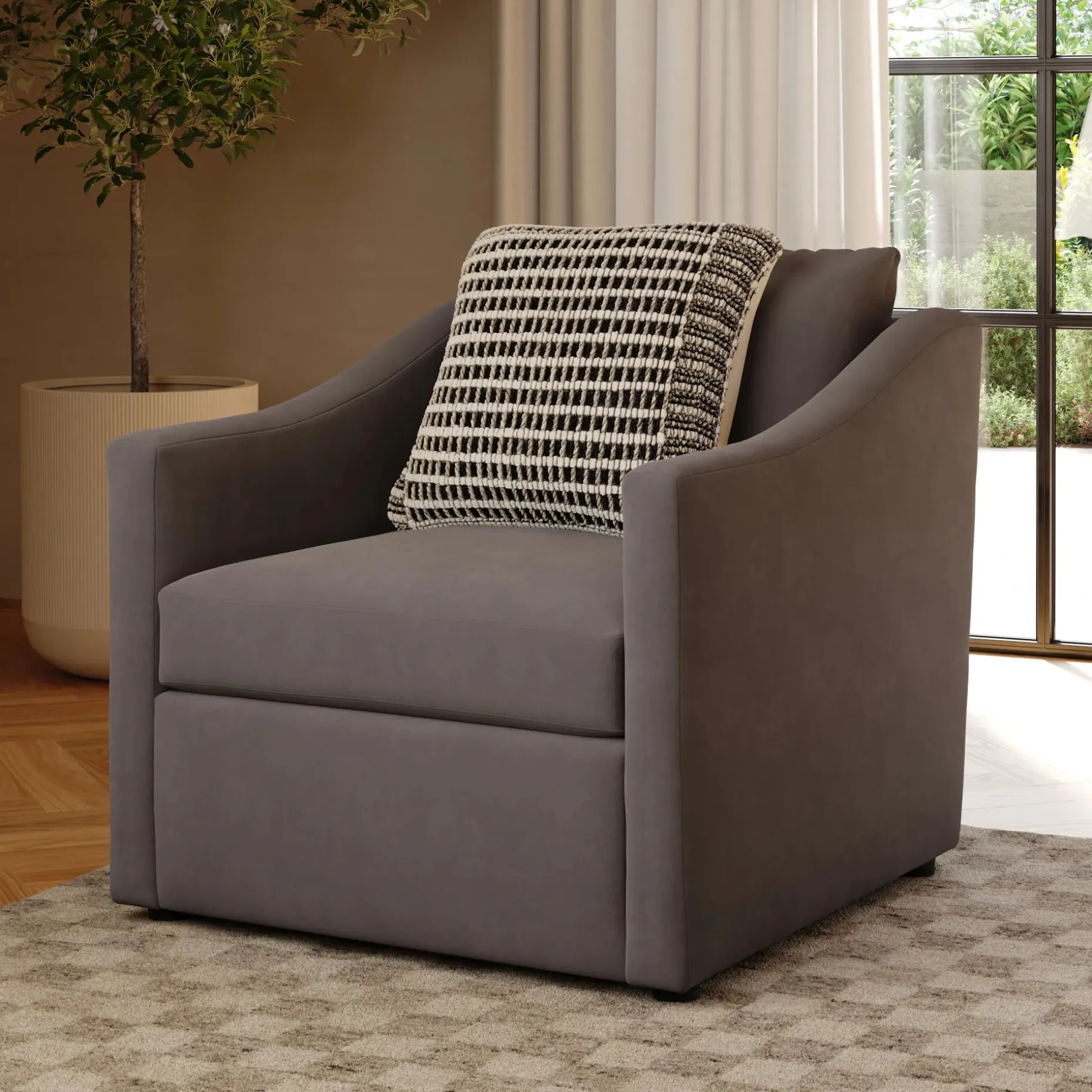 Landry 32.25" Velvet Lounge Chair - Hale Warm Gray