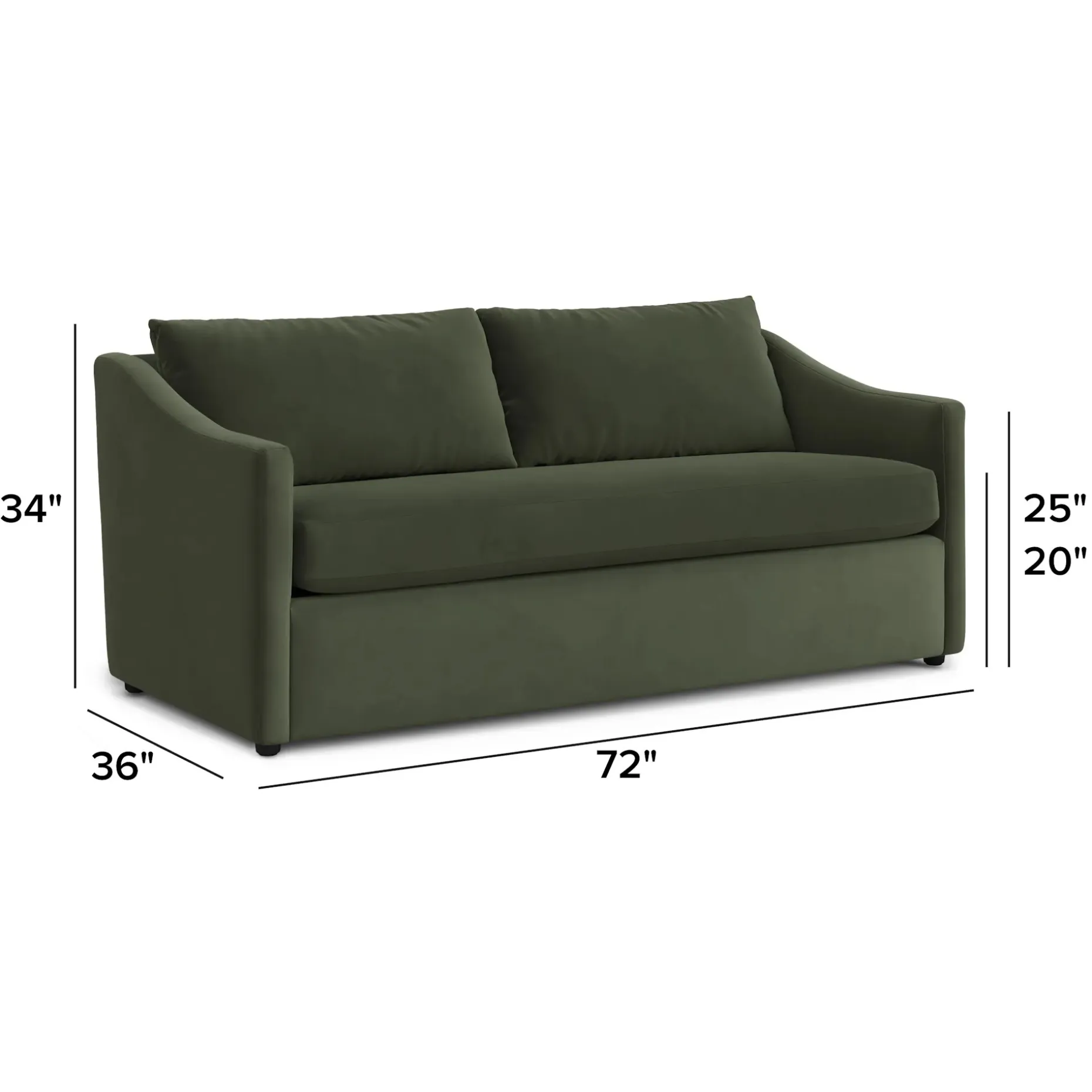 Landry 72" Velvet Loveseat - Hale Fir Green