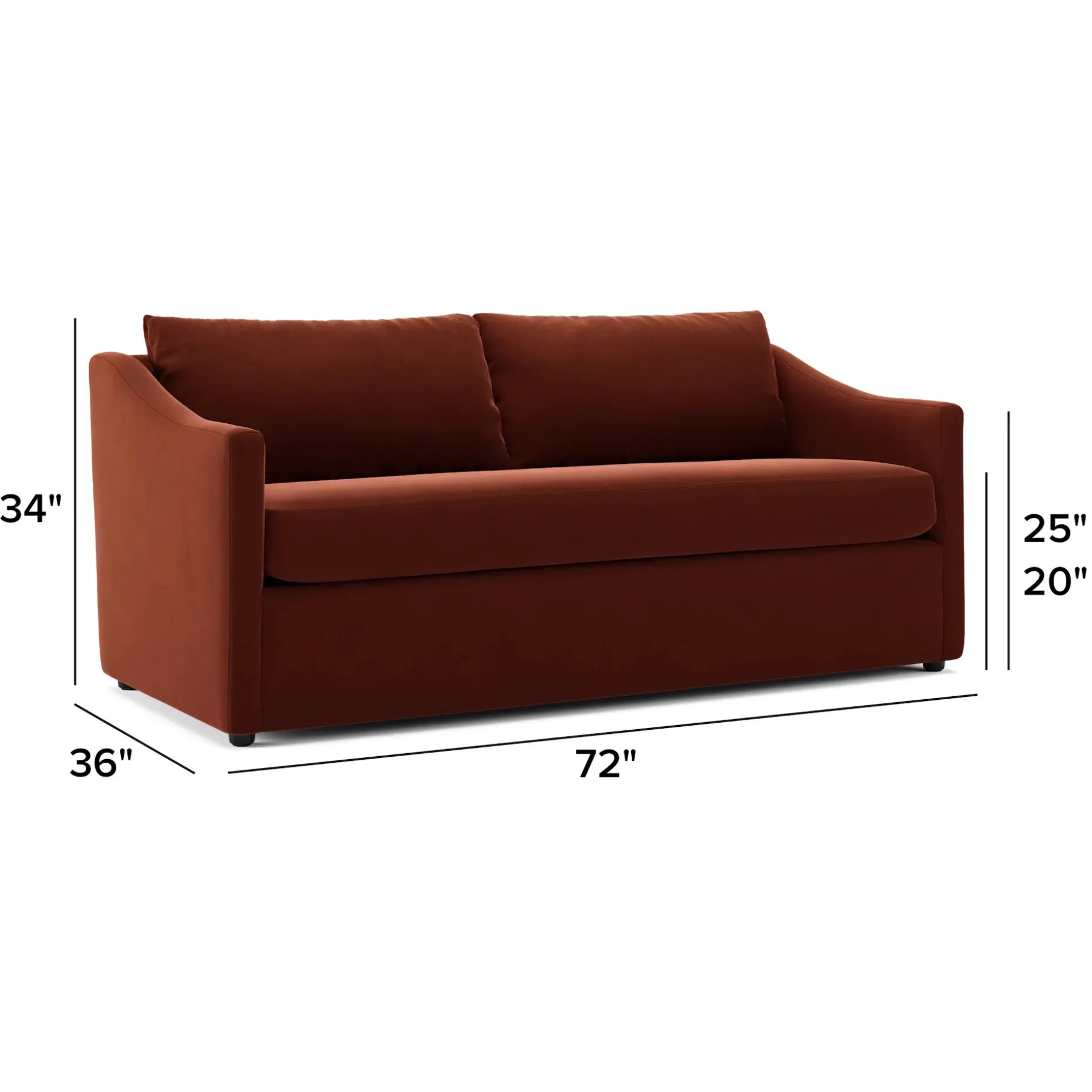 Landry 72" Velvet Loveseat - Hale Rust