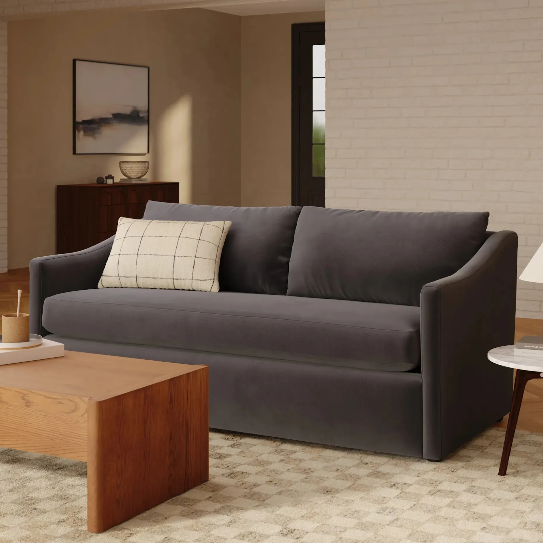 Landry 72" Velvet Loveseat - Hale Warm Gray