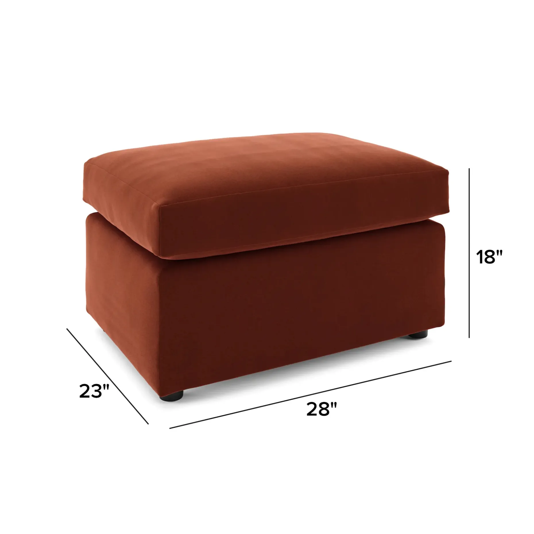 Landry 28" Velvet Ottoman - Hale Rust