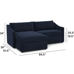 Landry 84.5" Velvet Reversible Storage Sectional - Hale Ink