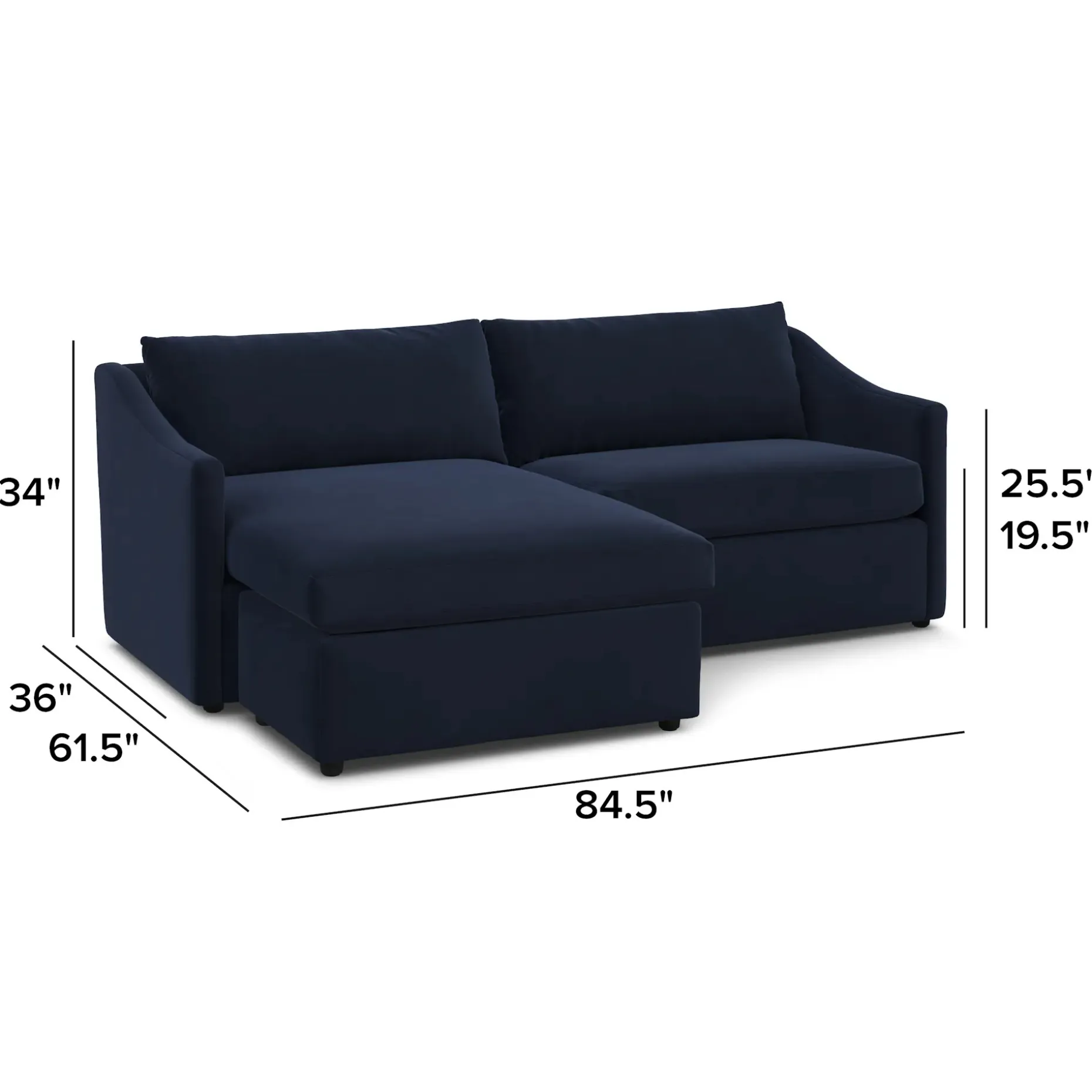 Landry 84.5" Velvet Reversible Storage Sectional - Hale Ink