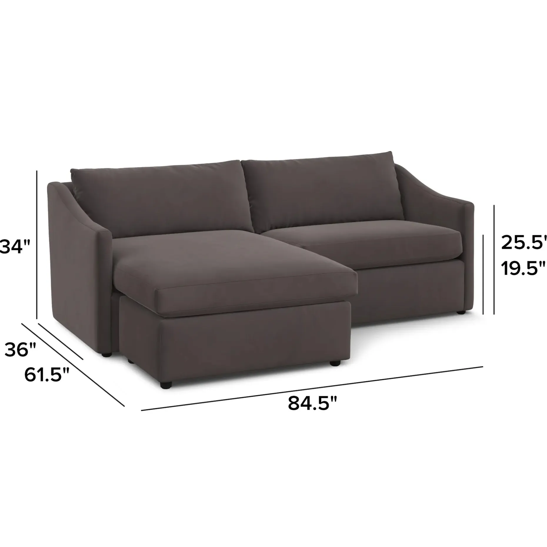 Landry 84.5" Velvet Reversible Storage Sectional - Hale Warm Gray