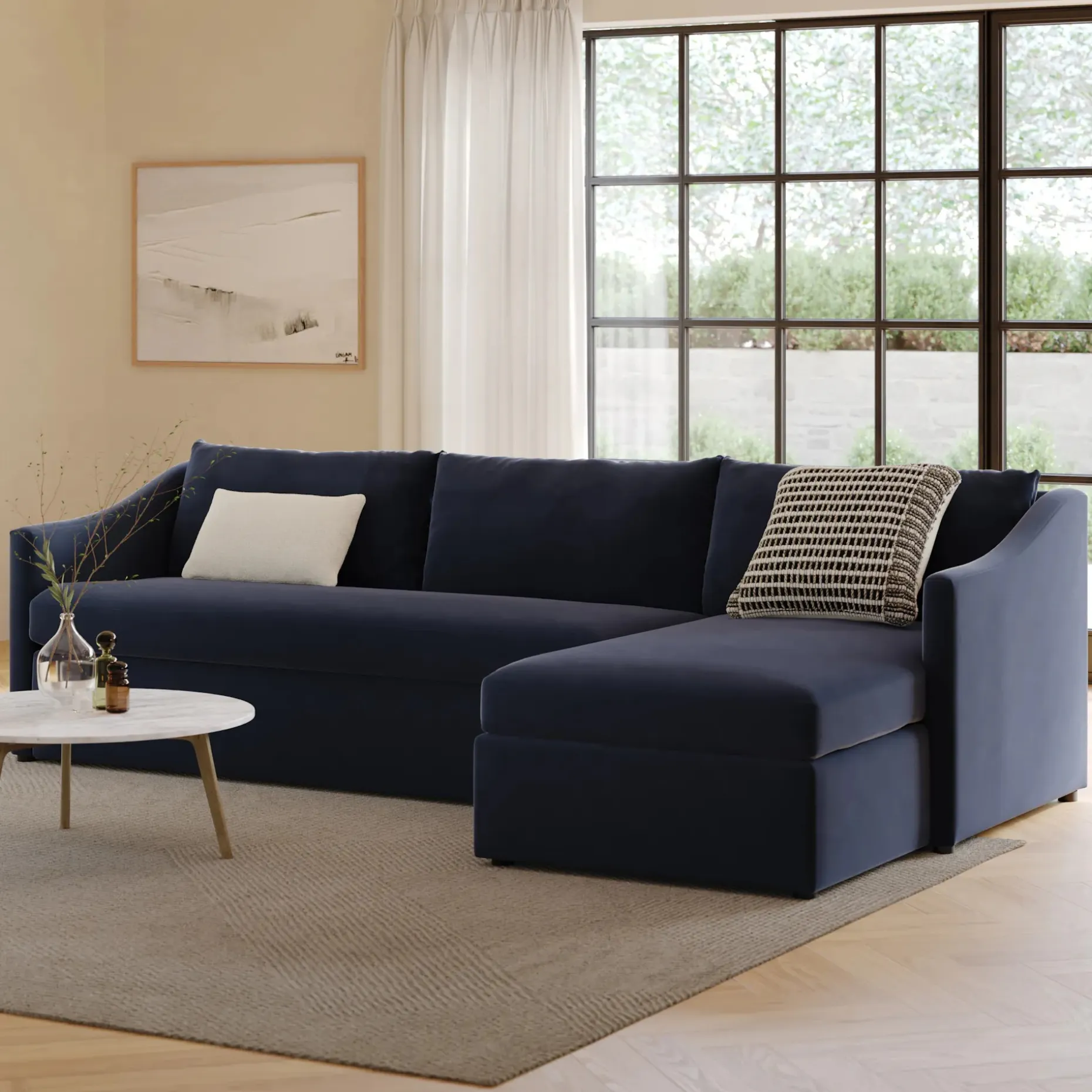 Landry 109" Velvet Right Storage Sleeper Sectional - Hale Ink