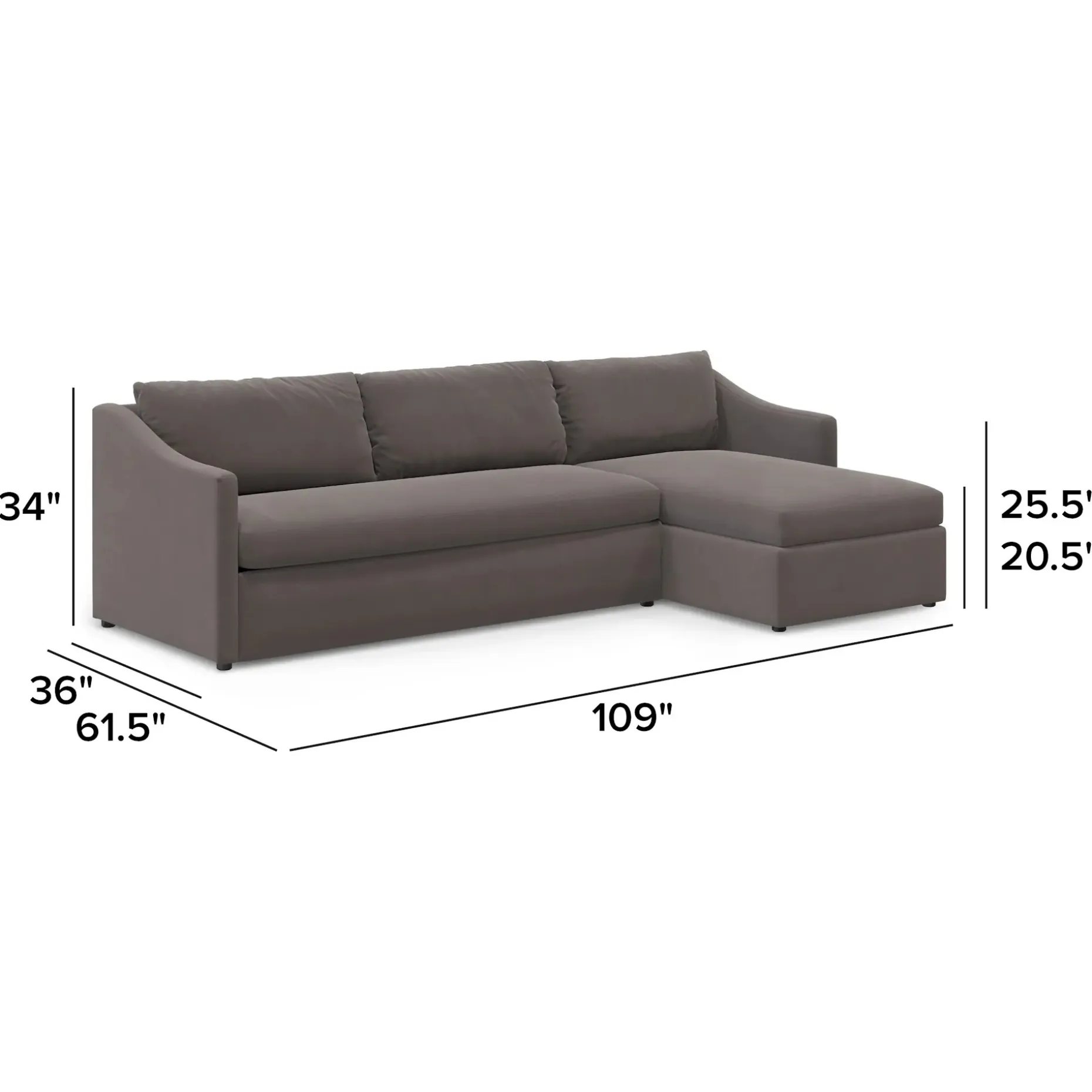 Landry 109" Velvet Right Storage Sleeper Sectional - Hale Warm Gray