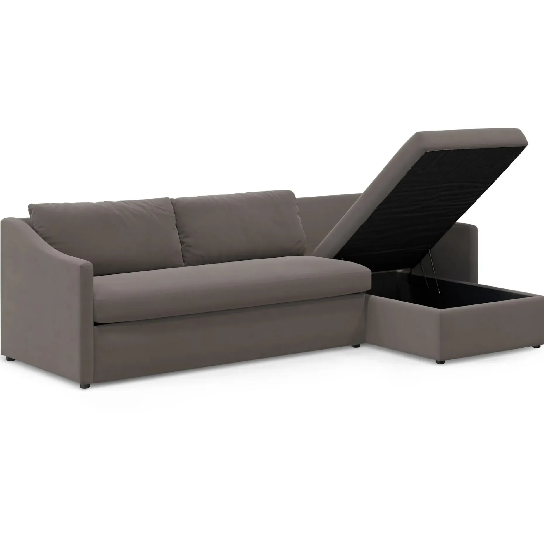 Landry 109" Velvet Right Storage Sleeper Sectional - Hale Warm Gray