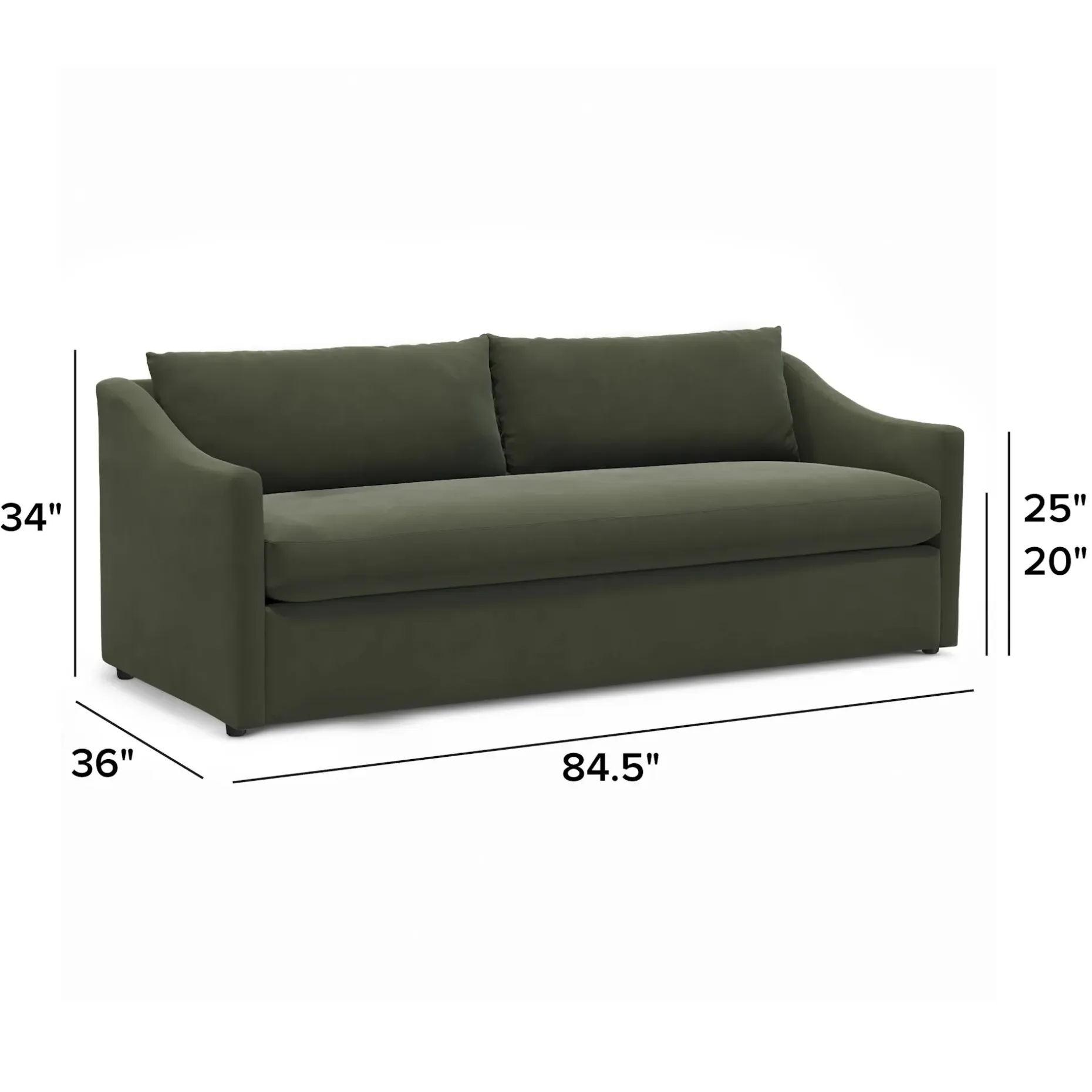 Landry 84.5" Velvet Sofa Bed - Hale Fir Green