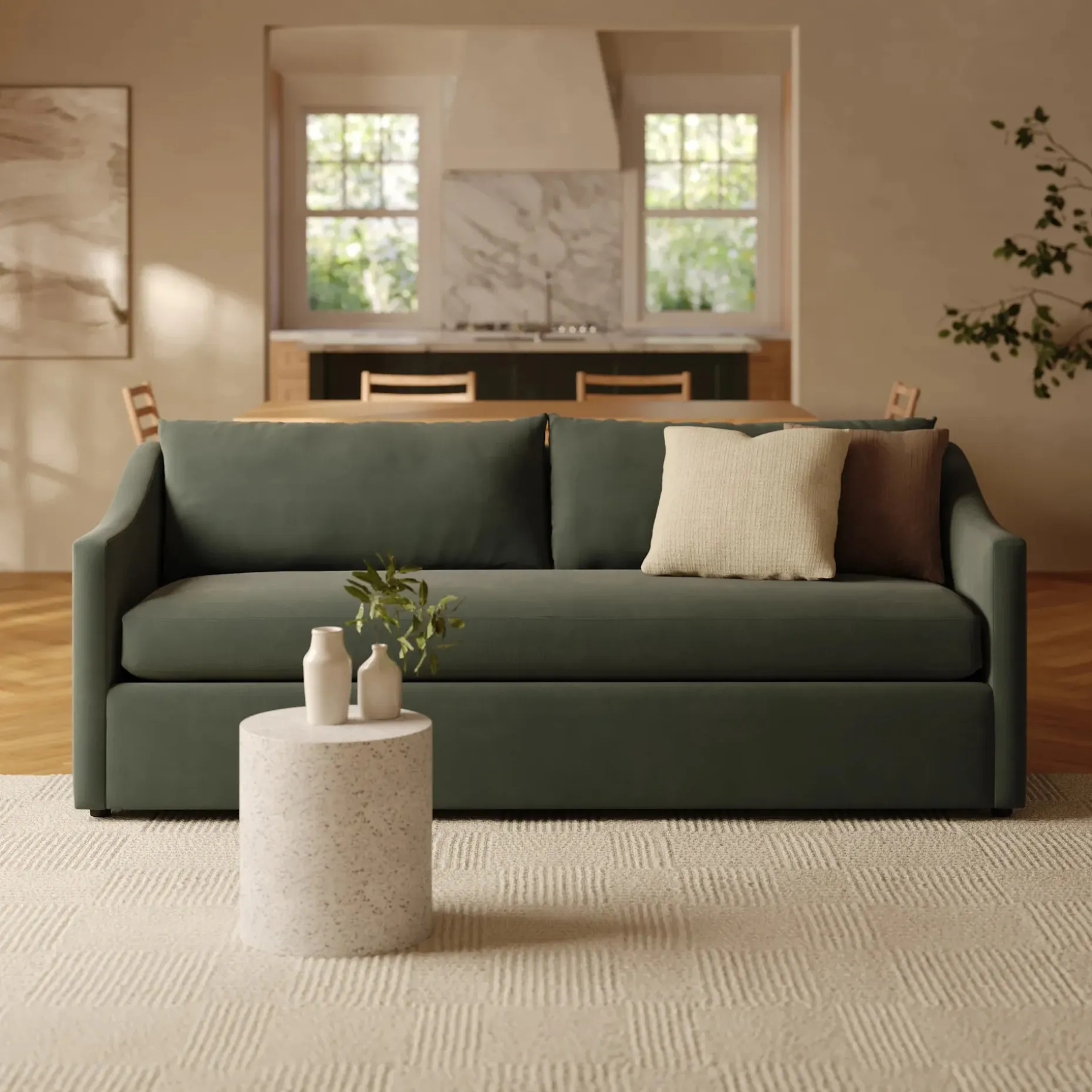 Landry 84.5" Velvet Sofa Bed - Hale Fir Green