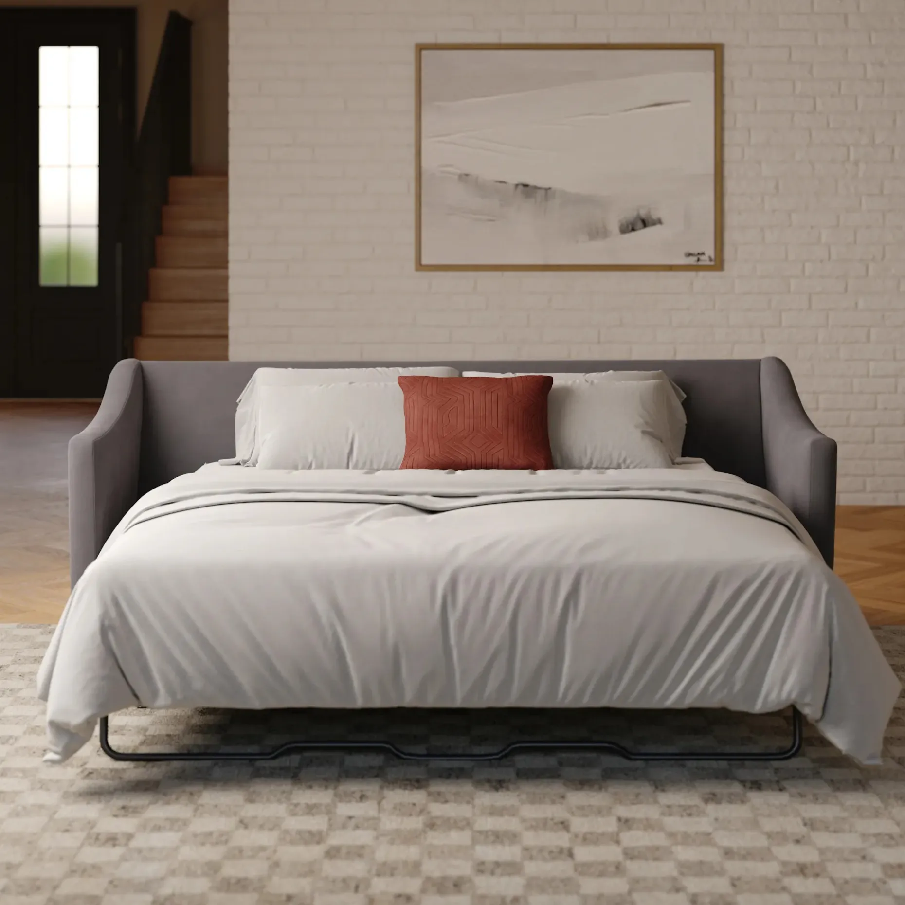 Landry 84.5" Velvet Sofa Bed - Hale Warm Gray