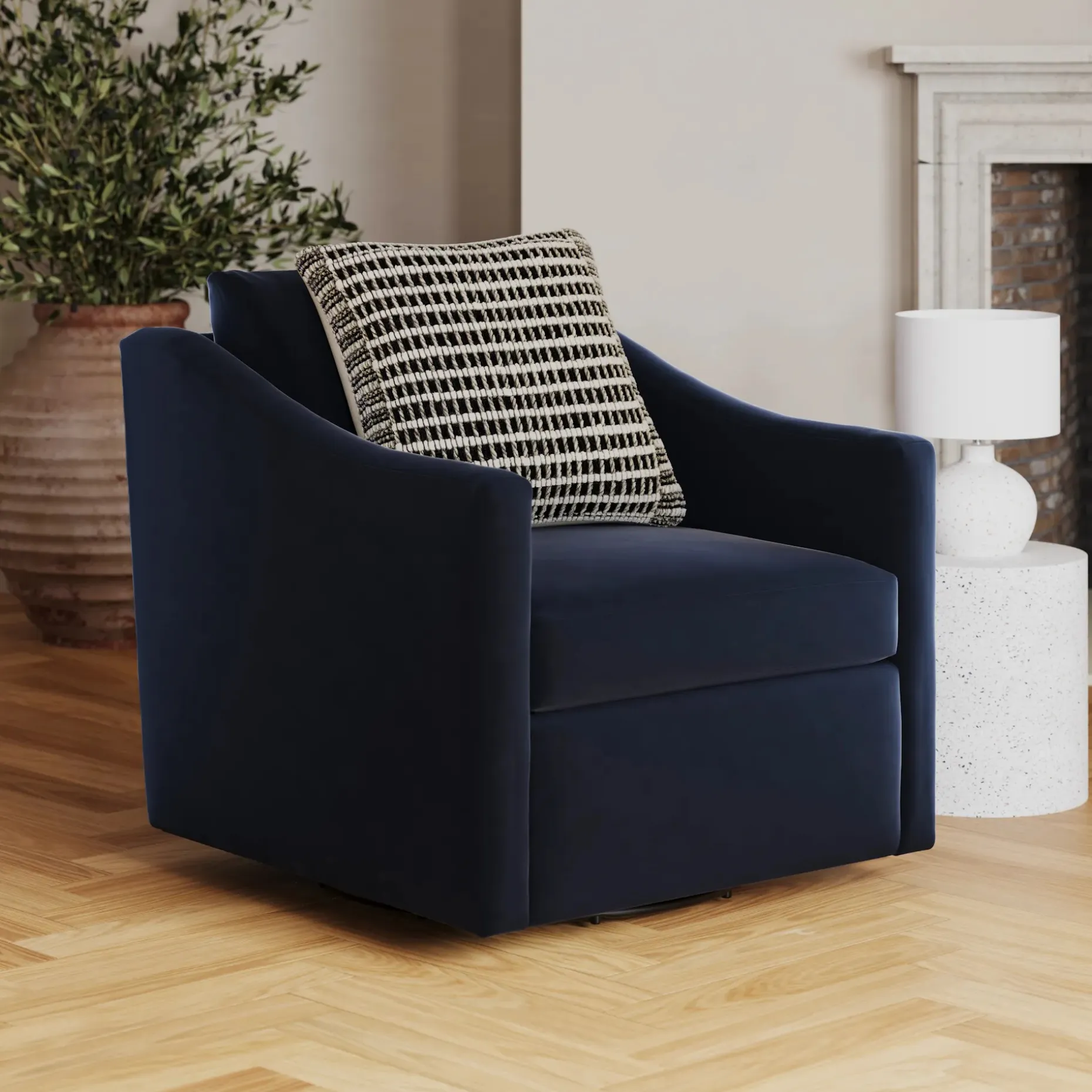 Landry 32.25" Velvet Swivel Lounge Chair - Hale Ink