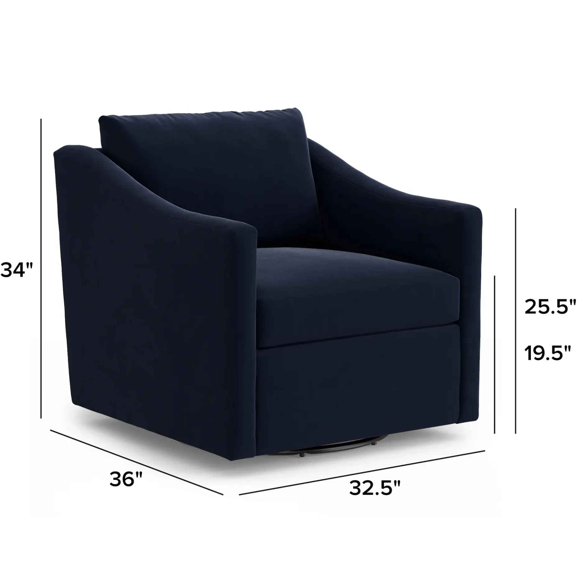 Landry 32.25" Velvet Swivel Lounge Chair - Hale Ink