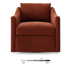 Landry 32.25" Velvet Swivel Lounge Chair - Hale Rust