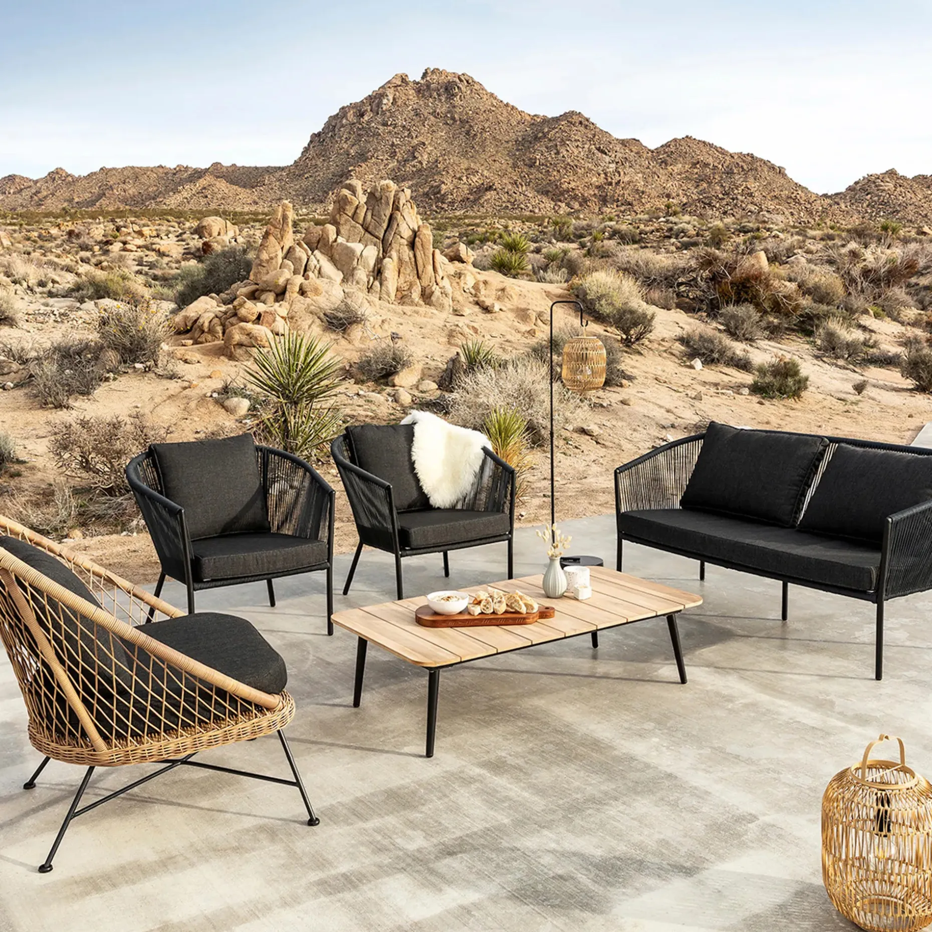 Latta 51" Outdoor Coffee Table - Slate Gray