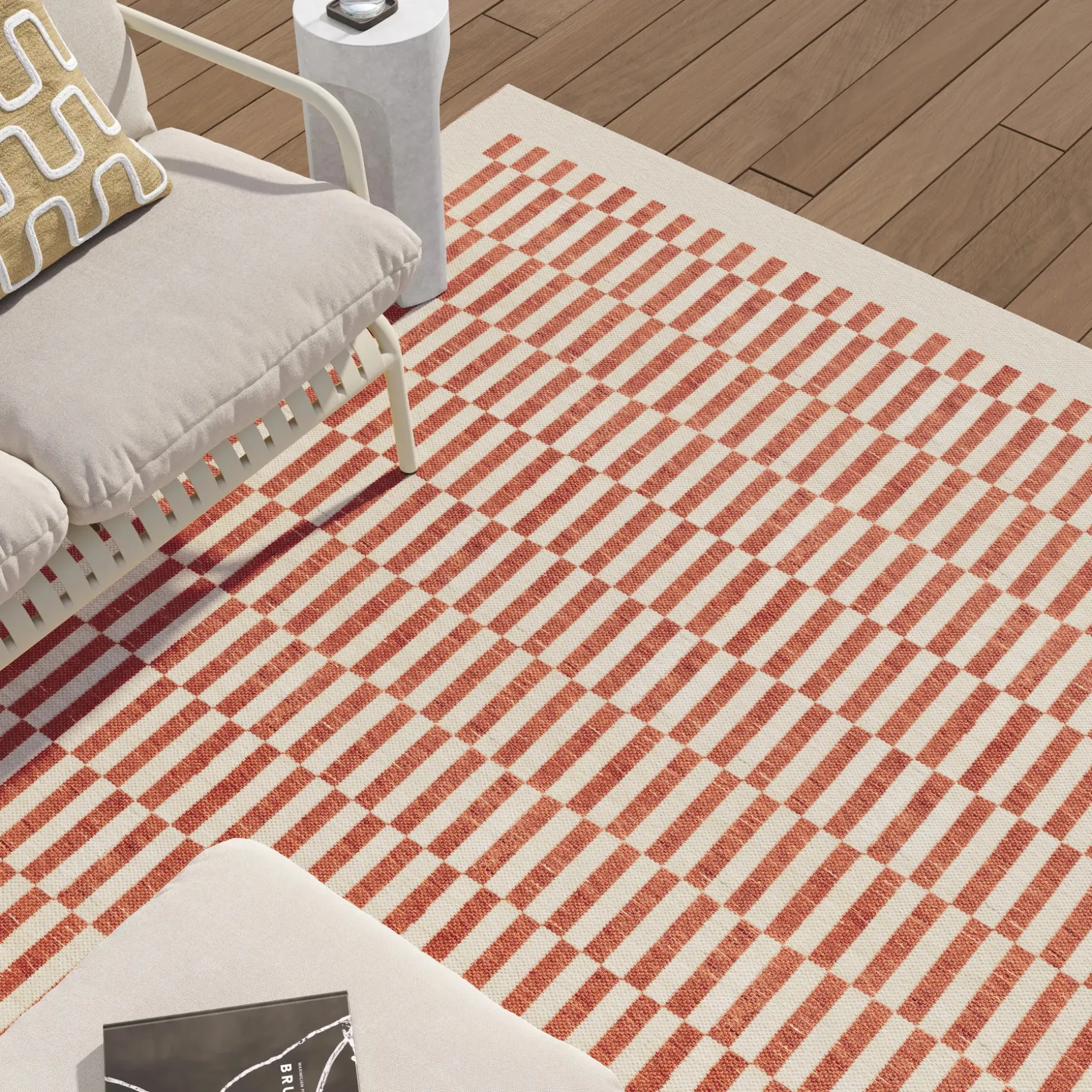 Lecano 8 x 10 Indoor/Outdoor Rug - Checkered Rust