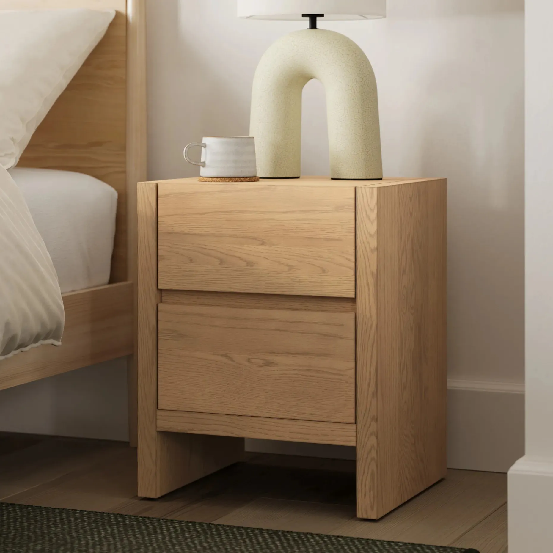 Leif 2-Drawer Nightstand - White Oak