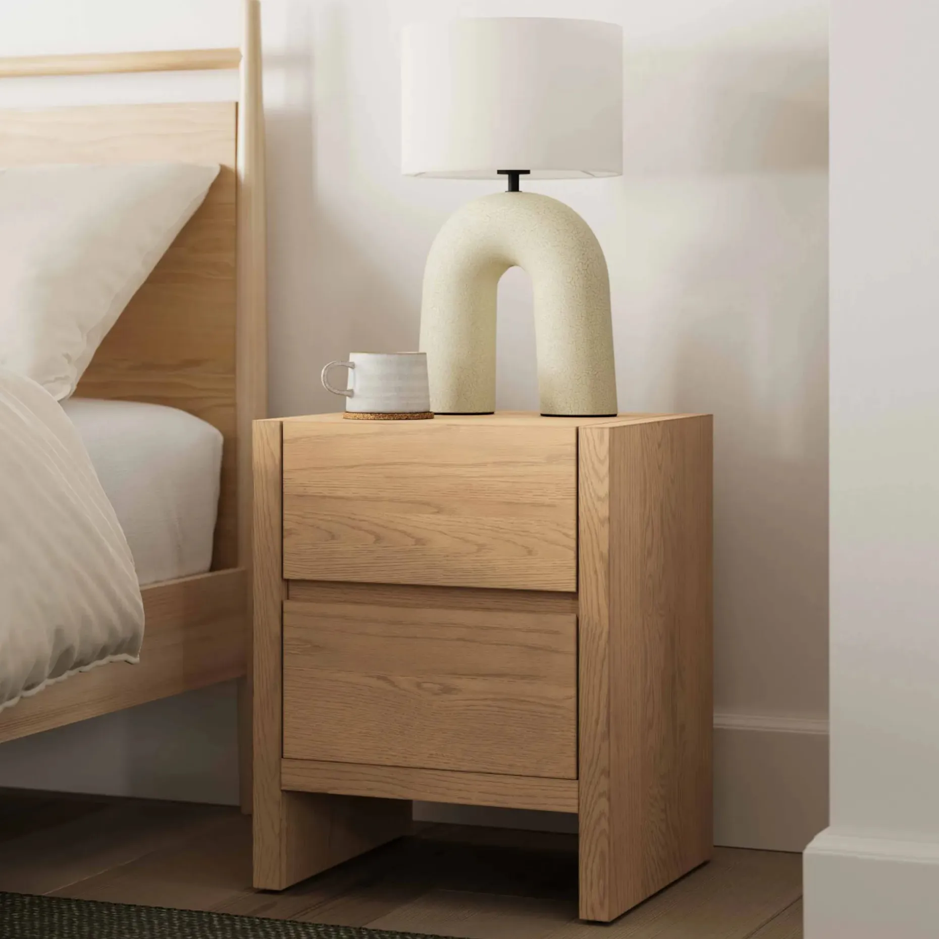 Leif 2-Drawer Nightstand - White Oak