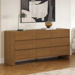 Leif 9-Drawer Triple Dresser - Smoked Oak